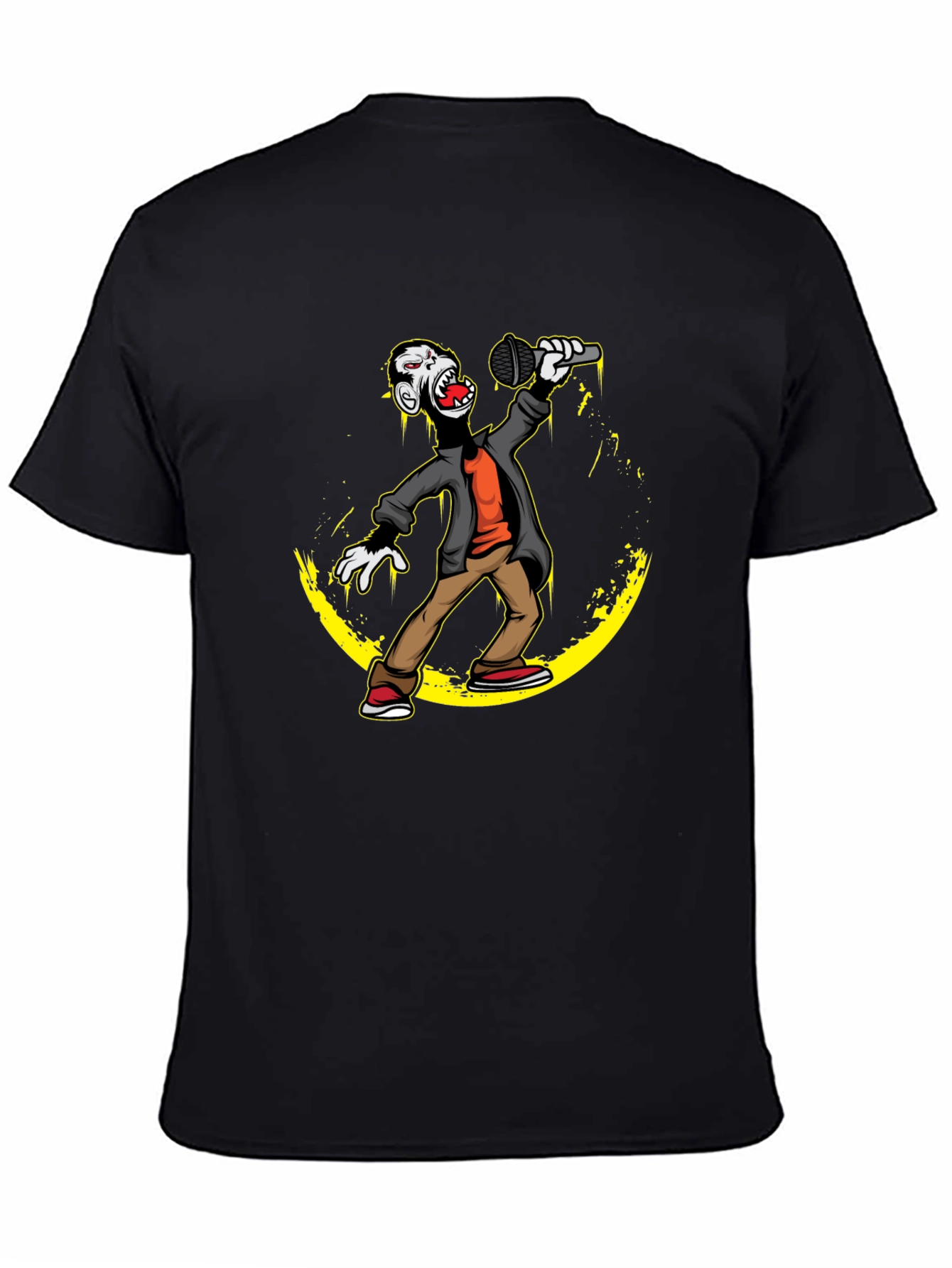 Black Zombie Rapper Black T-Shirt - Music Lover Tee view 4