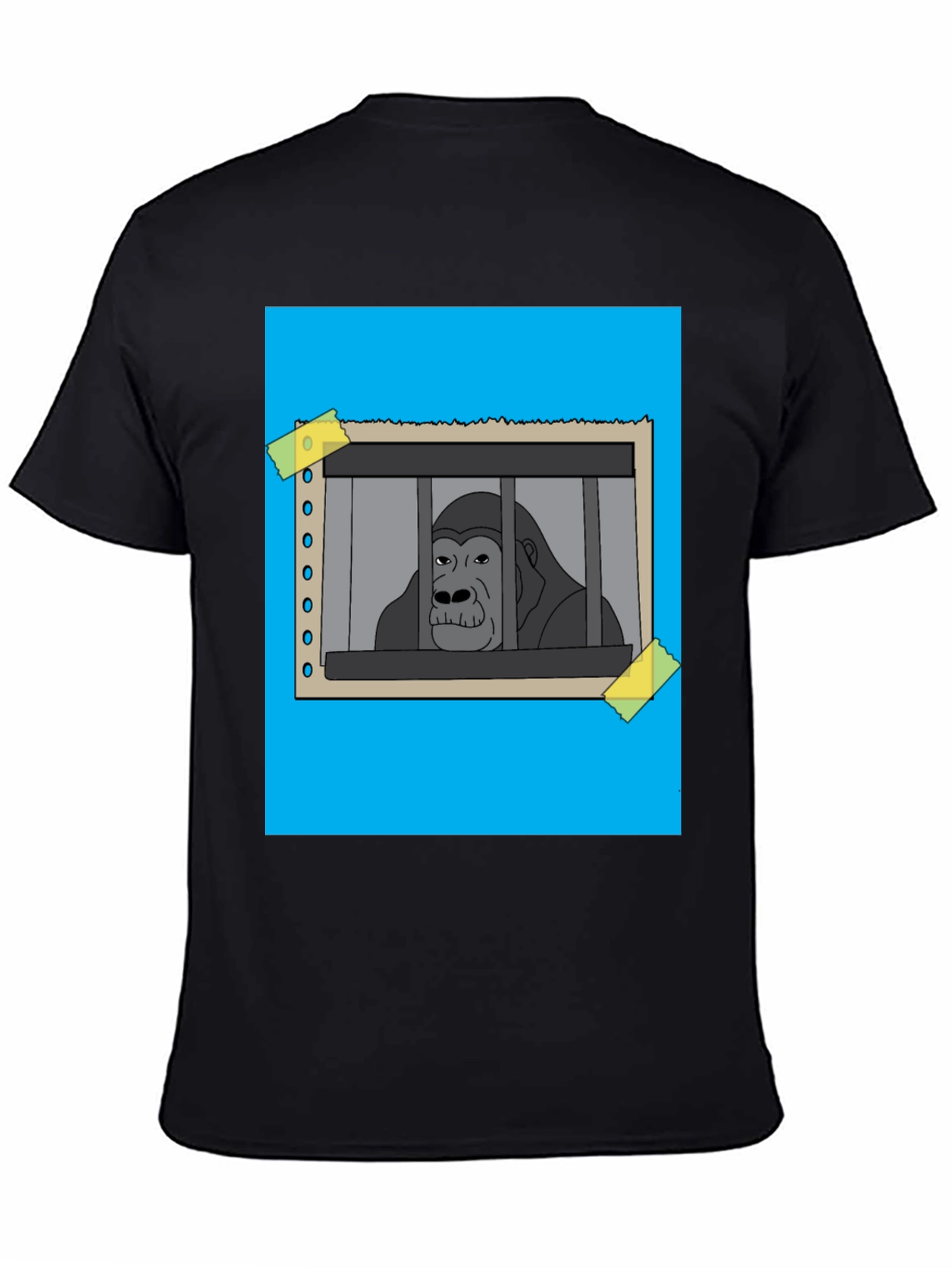 Black Gorilla Behind Bars Graphic T-Shirt view 4