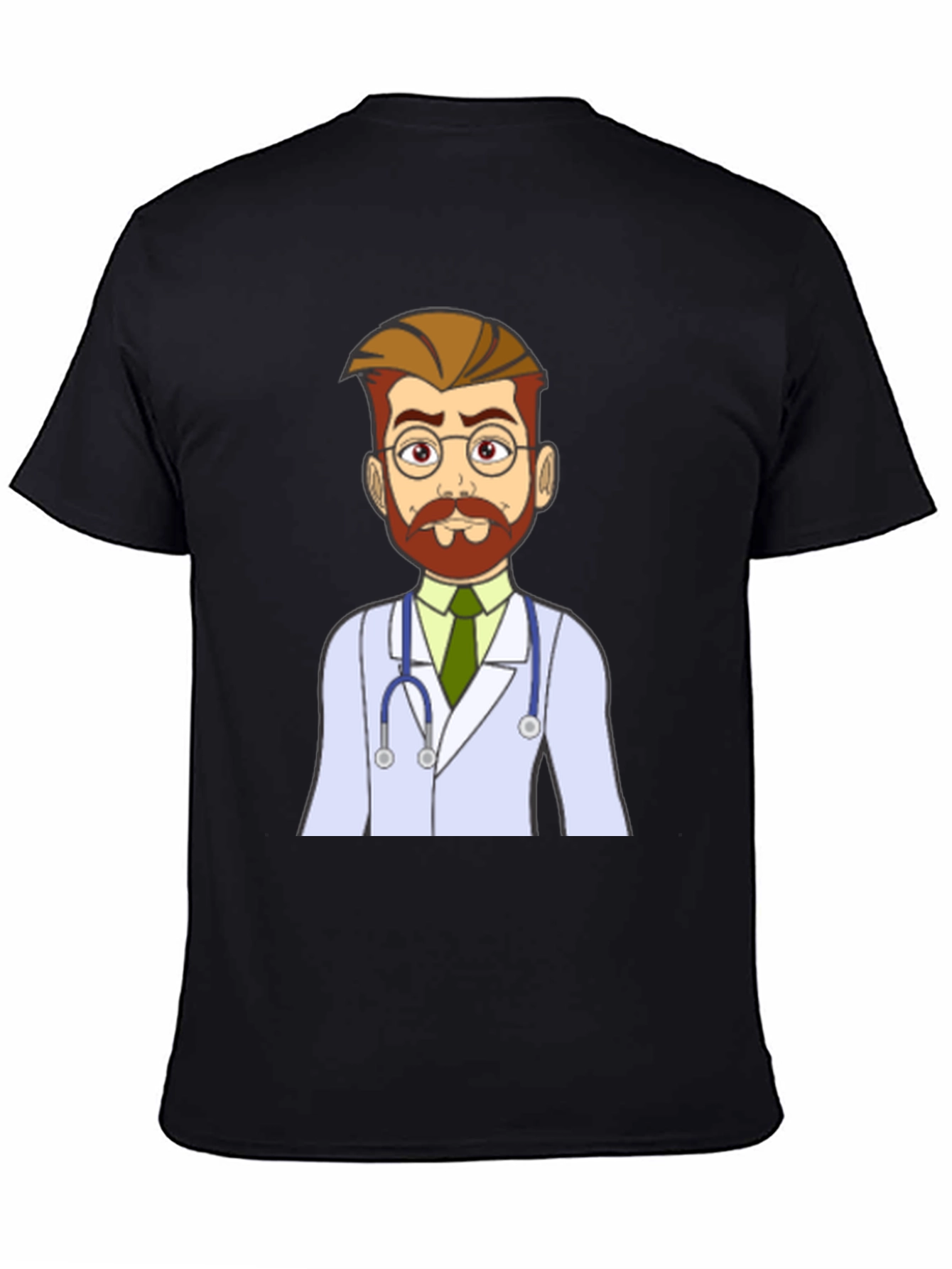 Black Cartoon Doctor Graphic T-Shirt - Medical Humor Tee view 4
