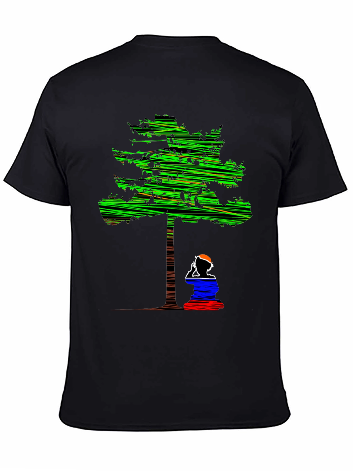 Black Abstract Tree Graphic Tee - Relaxed Fit Black T-Shirt view 4