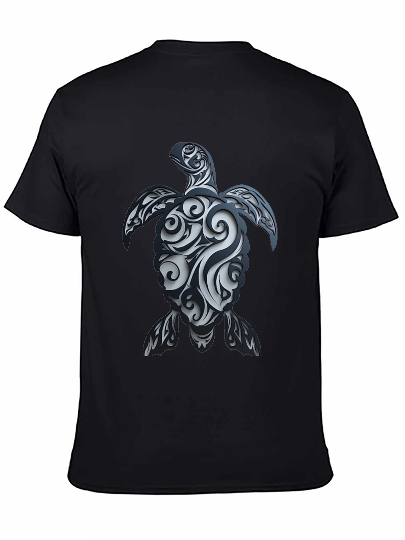 Black Tribal Turtle Graphic T-Shirt - Black view 4