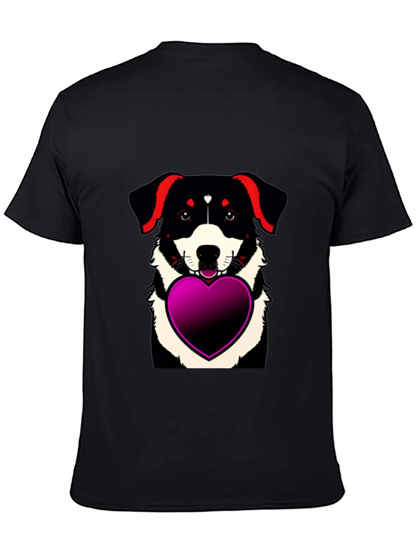 Black Dog with Heart T-Shirt - Men's Black Tee view 4