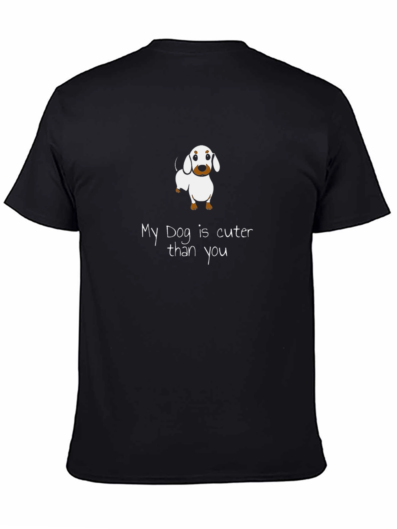 Black Cute Dog T-Shirt - "My Dog is Cuter Than You" Design view 4