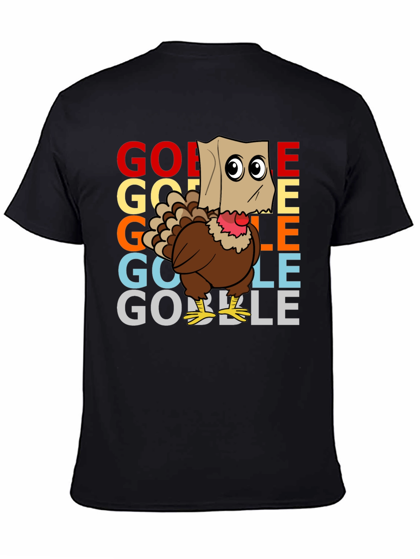 Black Gobble Turkey Thanksgiving Graphic Tee view 4
