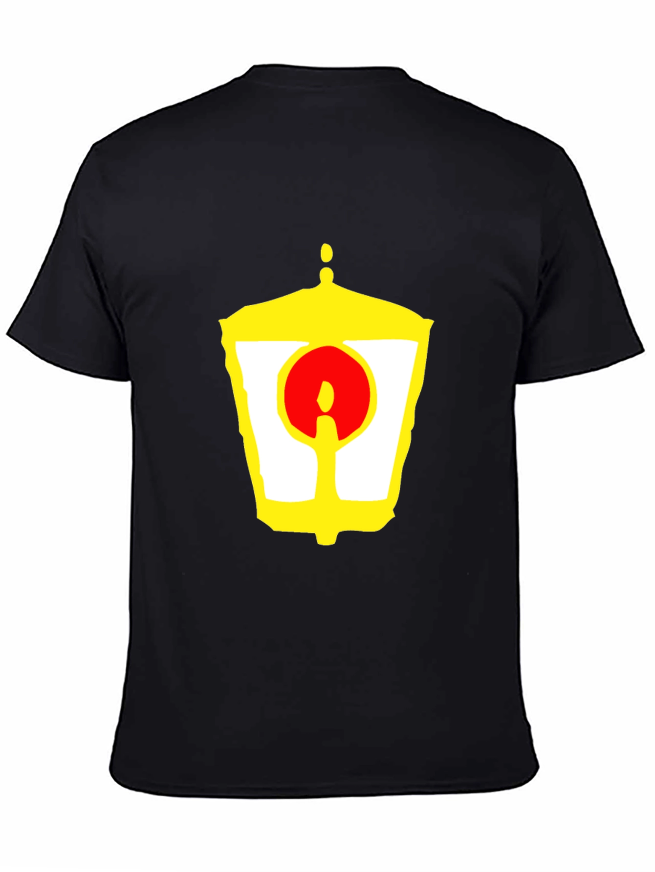 Black Unique Graphic Tee - Yellow Lantern and Red Circle Design view 4