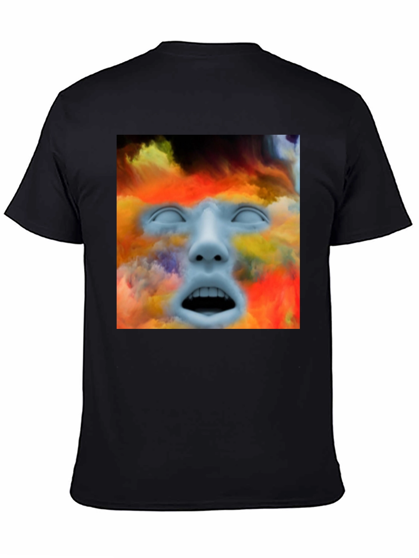 Black Surreal Face Graphic T-Shirt - Artistic Expression view 4