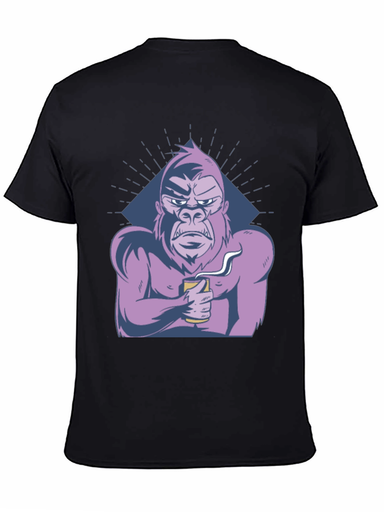 Black Cool Gorilla T-Shirt - Coffee Lover Ape Tee view 4