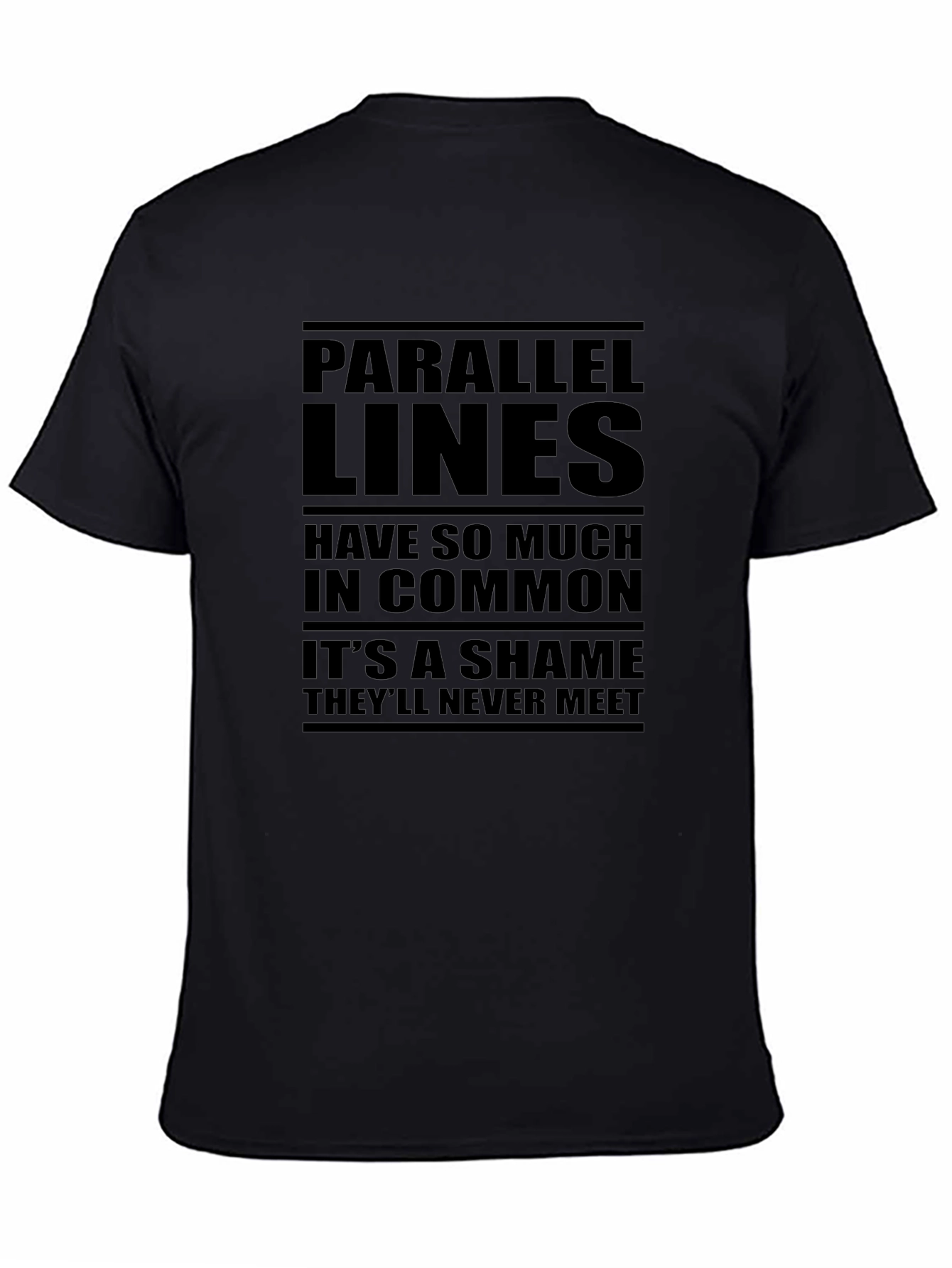 Black Parallel Lines Graphic Tee - Never Meet Funny T-Shirt view 4
