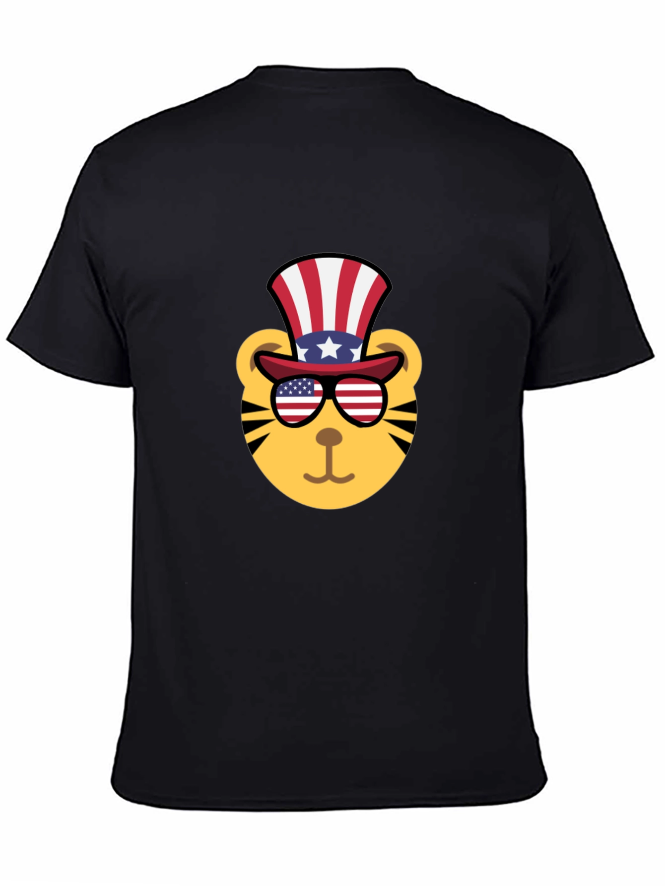 Black Patriotic Tiger Graphic Tee - Men's Black T-Shirt view 4