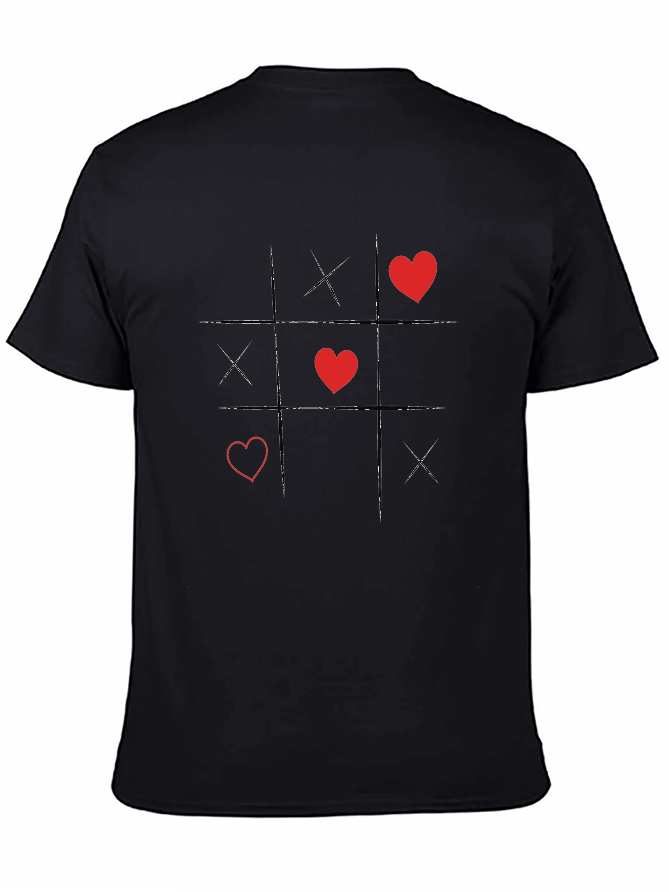 Black Tic-Tac-Toe Hearts & Kisses Black Graphic Tee view 4
