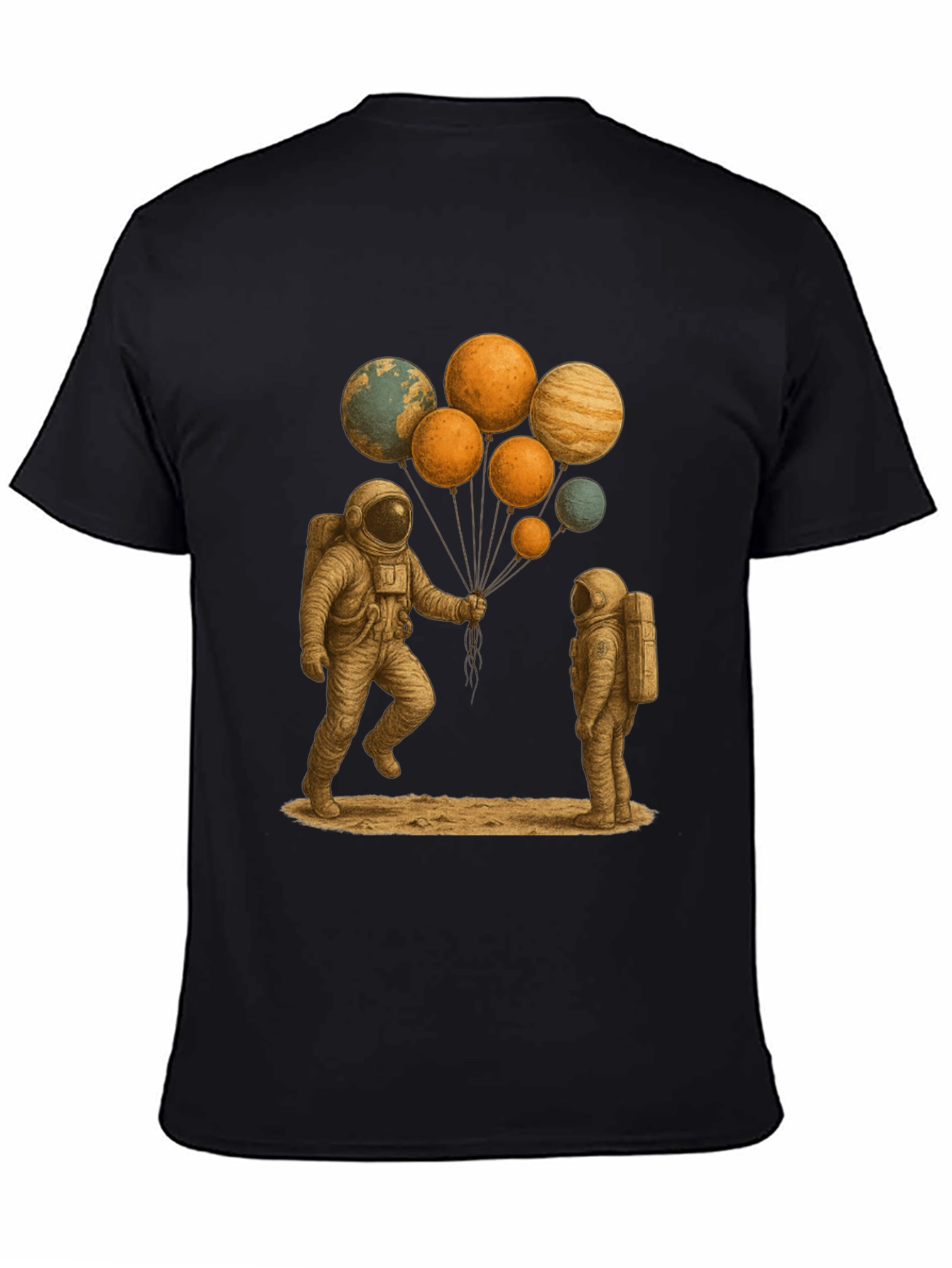 Black Astronauts and Planet Balloons Graphic Tee view 4