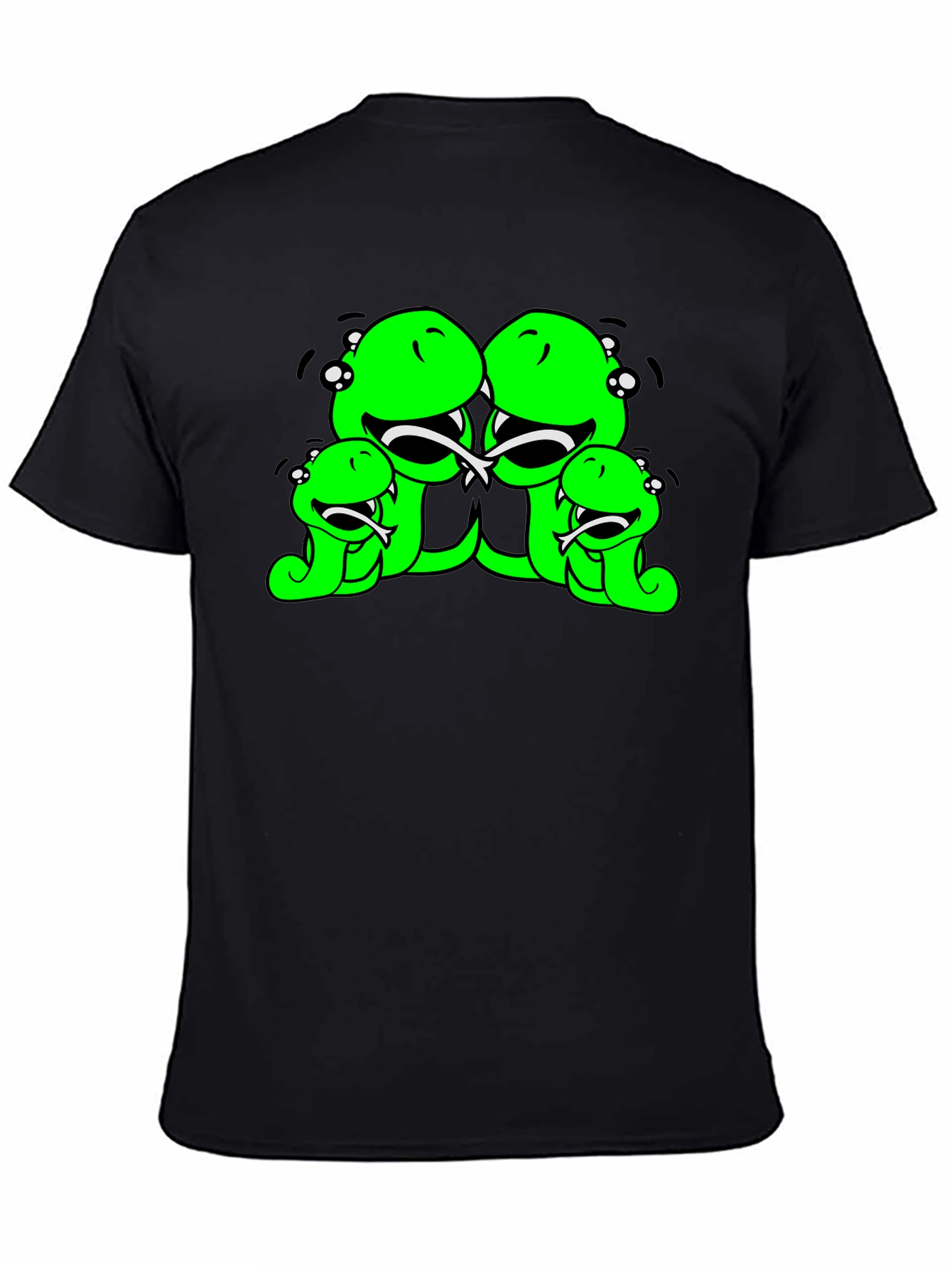 Black Funny Cartoon Snake Family Black T-Shirt view 4