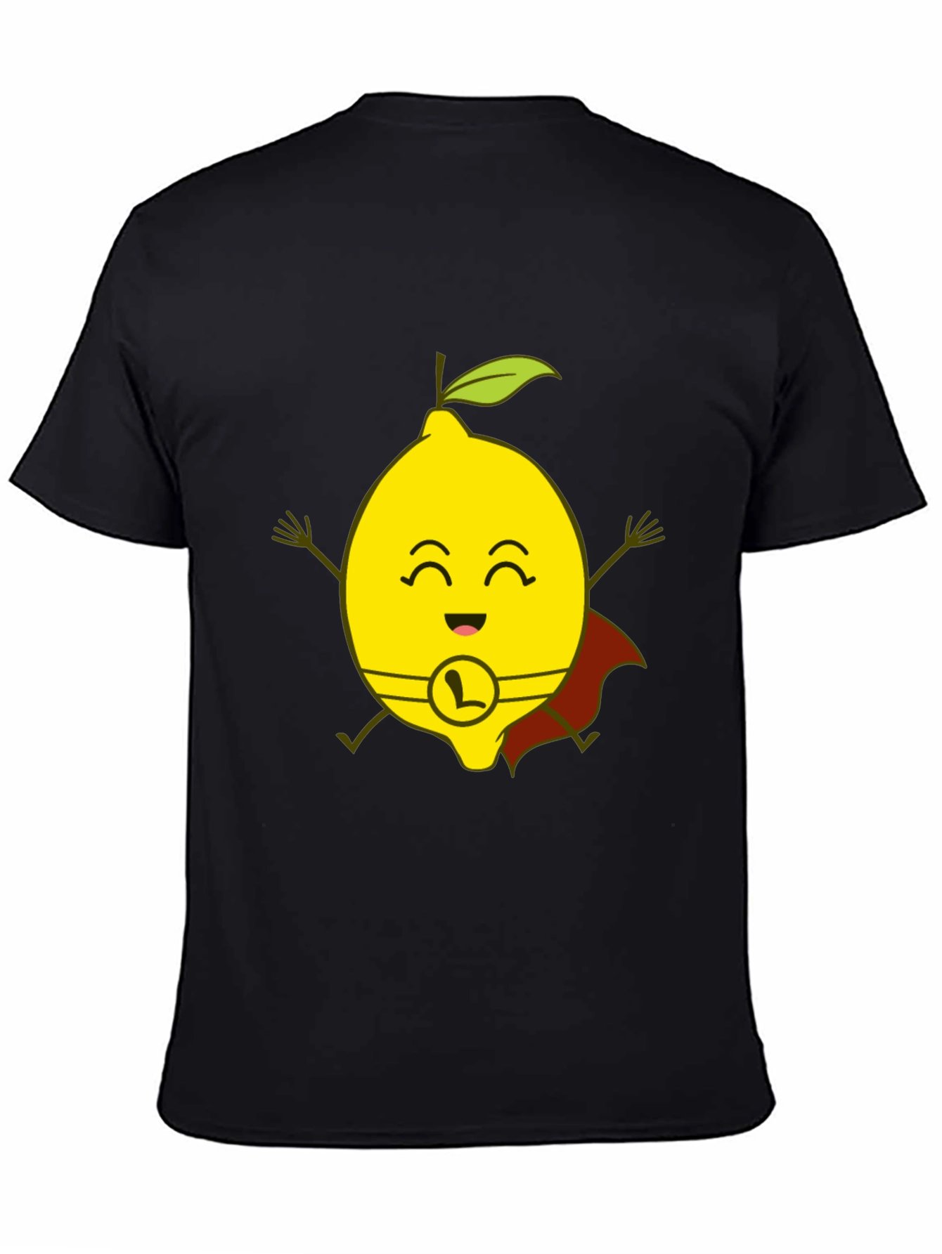 Black Super Lemon T-Shirt - Funny Cartoon Hero Tee view 4