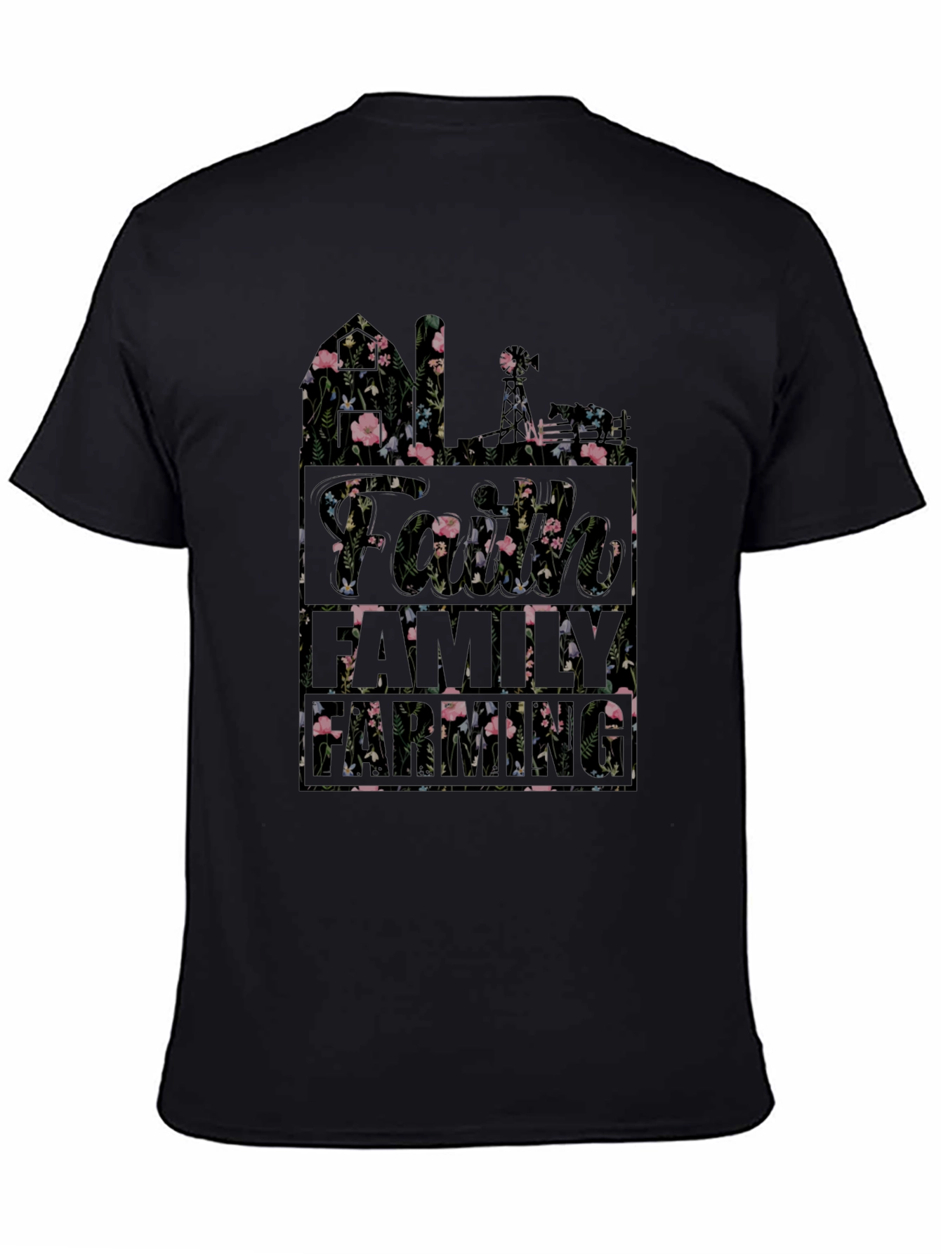Black Floral Faith Family T-Shirt | Black Cotton Blend view 4