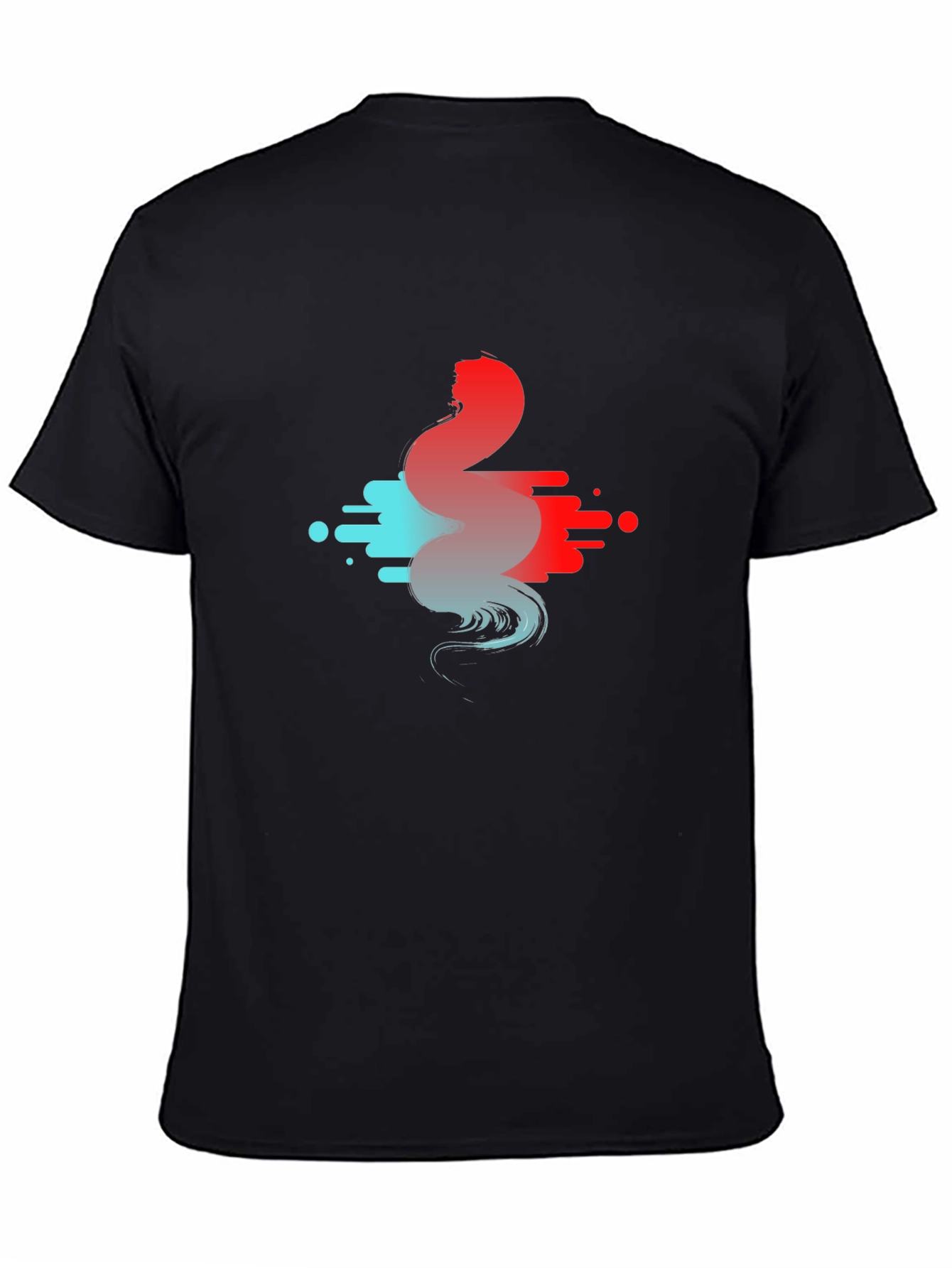 Black Abstract Wave Graphic T-Shirt view 4