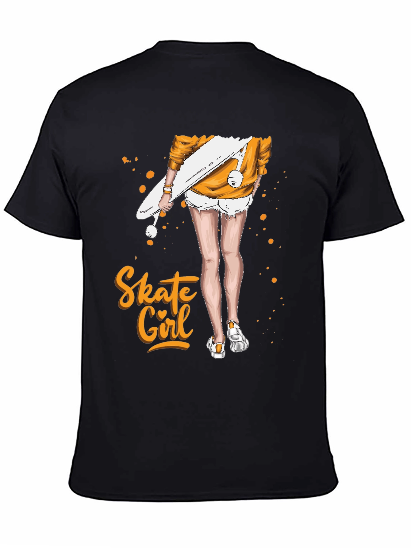 Black Skate Girl Graphic T-Shirt - Black view 4