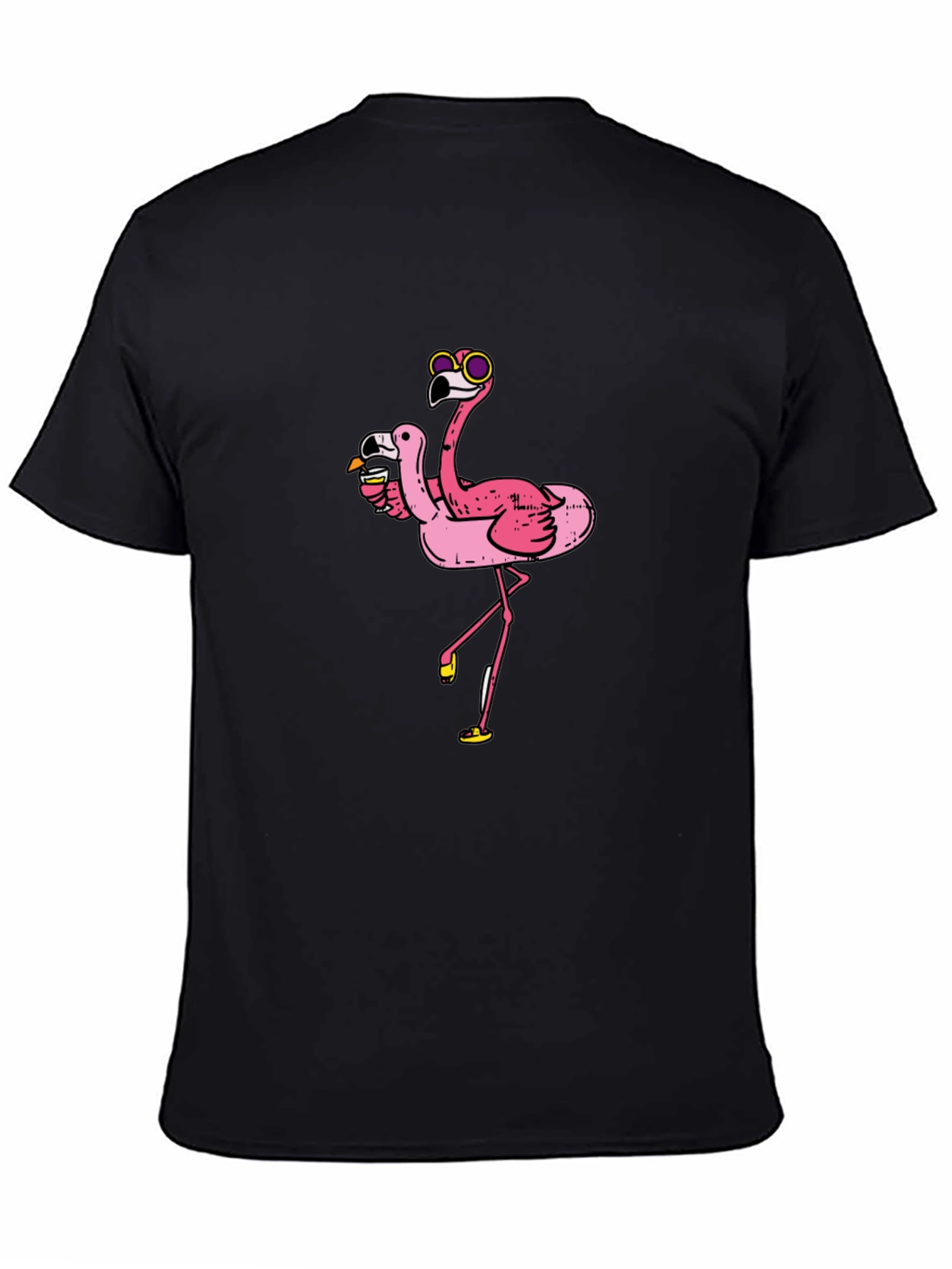 Black Funky Flamingo Tee - Party Animal Vibe! view 4