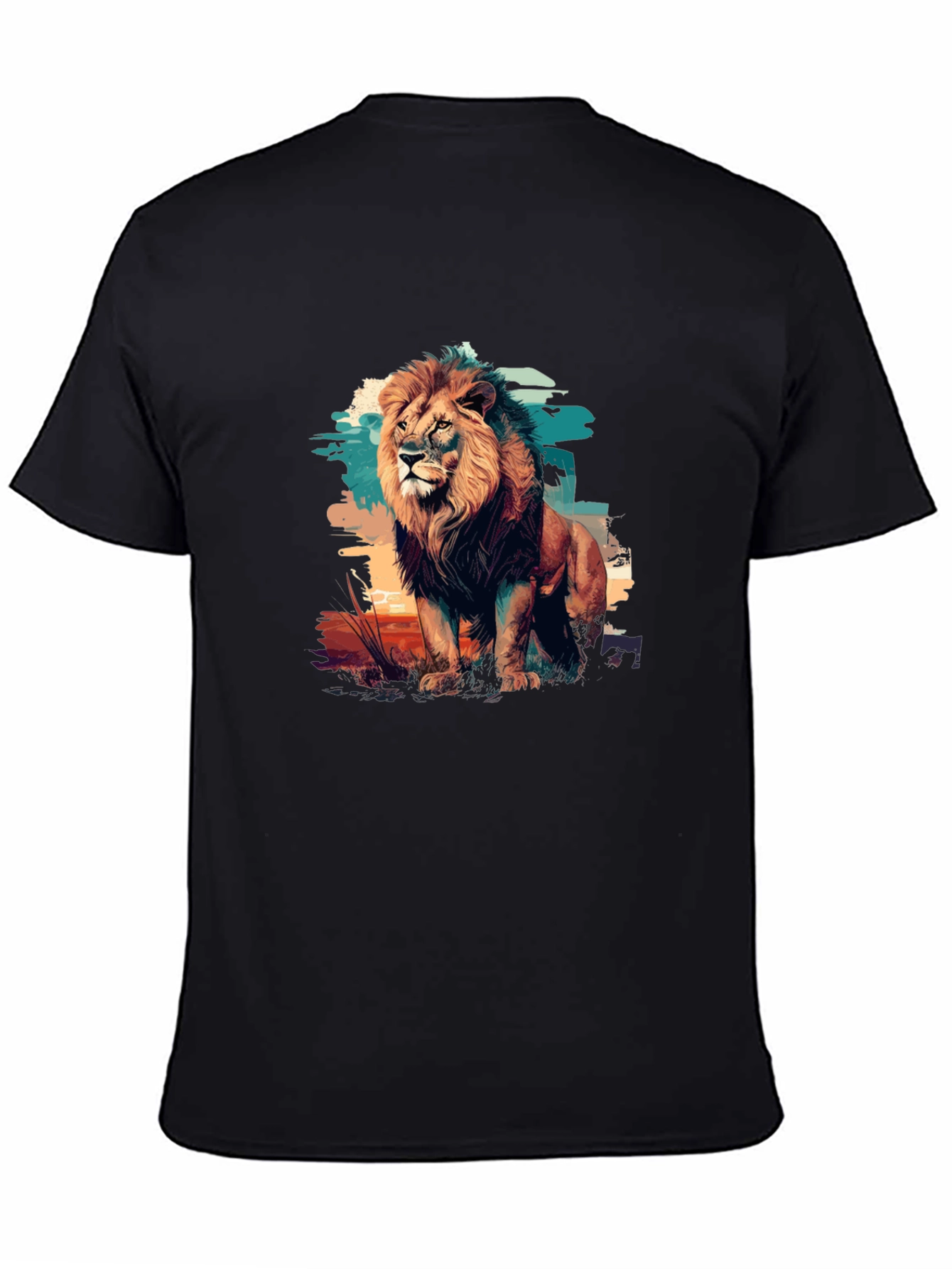 Black Lion Graphic Print Black T-Shirt view 4