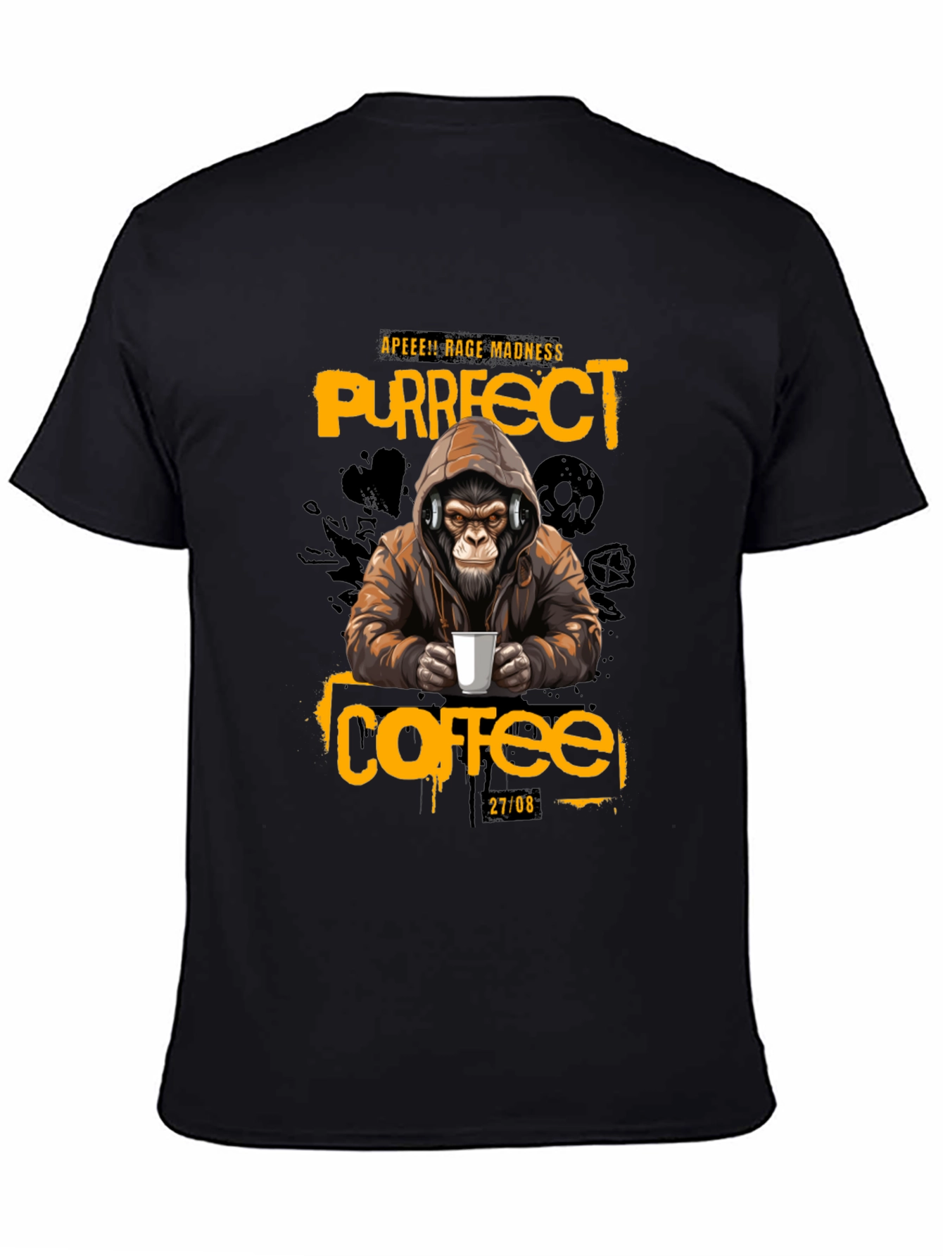 Black Ape Coffee T-Shirt - Purrfect Rage Madness view 4