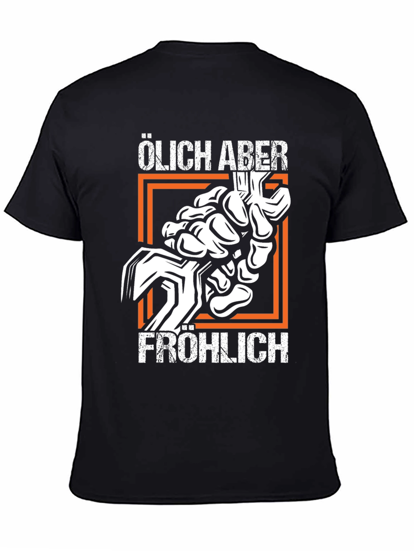 Black Oily But Happy Graphic T-Shirt - Black Crew Neck view 4