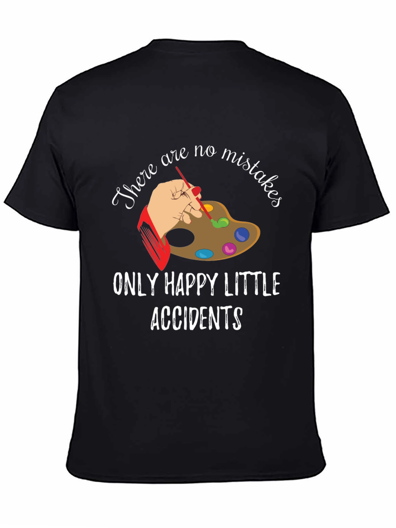 Black Happy Accidents T-Shirt - Artistic Black Tee view 4