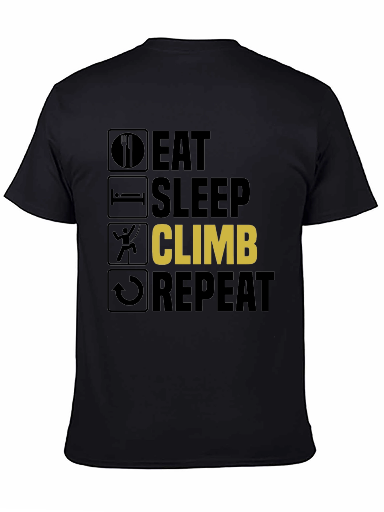 Black Eat Sleep Climb Repeat T-Shirt - Climbing Enthusiast view 4