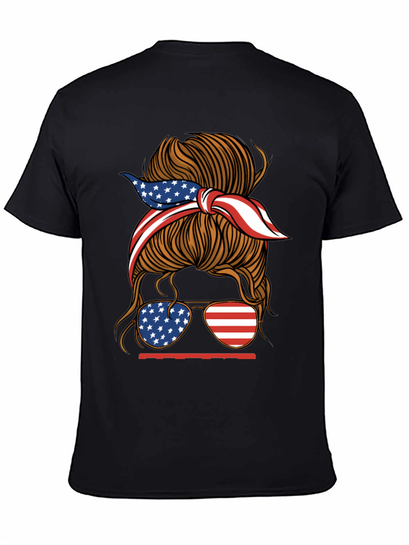 Black Patriotic Messy Bun Women's Graphic Tee view 4