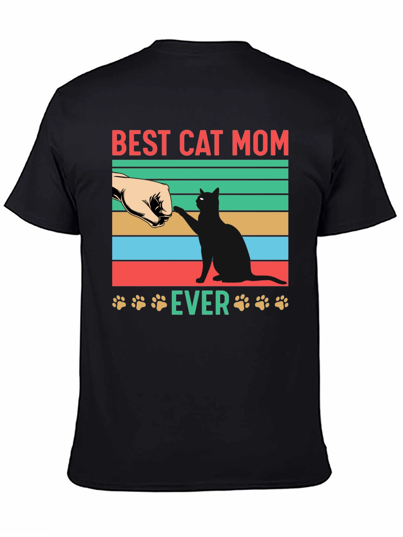 Black Best Cat Mom Ever Graphic T-Shirt view 4