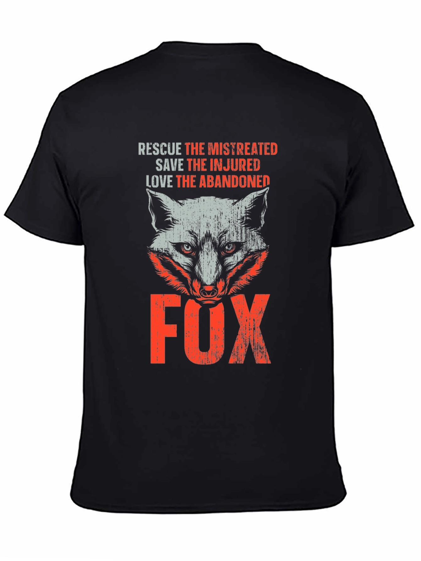 Black Rescue Fox Graphic T-Shirt - Animal Lover Tee view 4