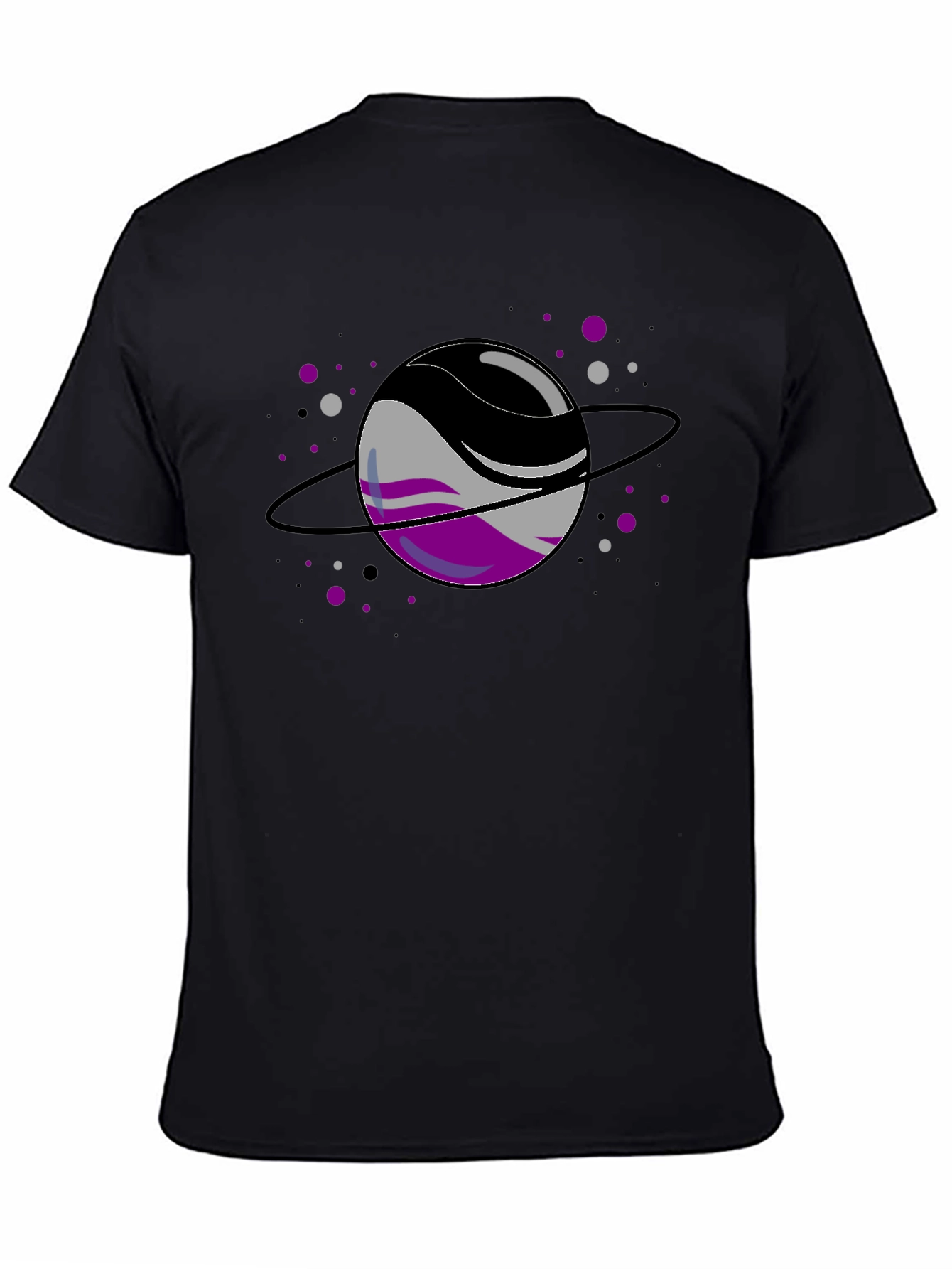 Black Asexual Pride Planet T-Shirt view 4