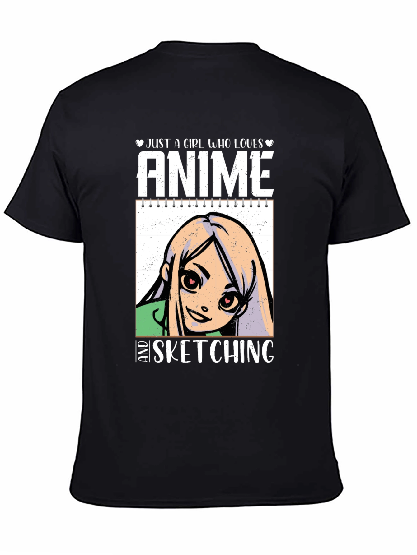 Black Anime Sketching Graphic T-Shirt view 4