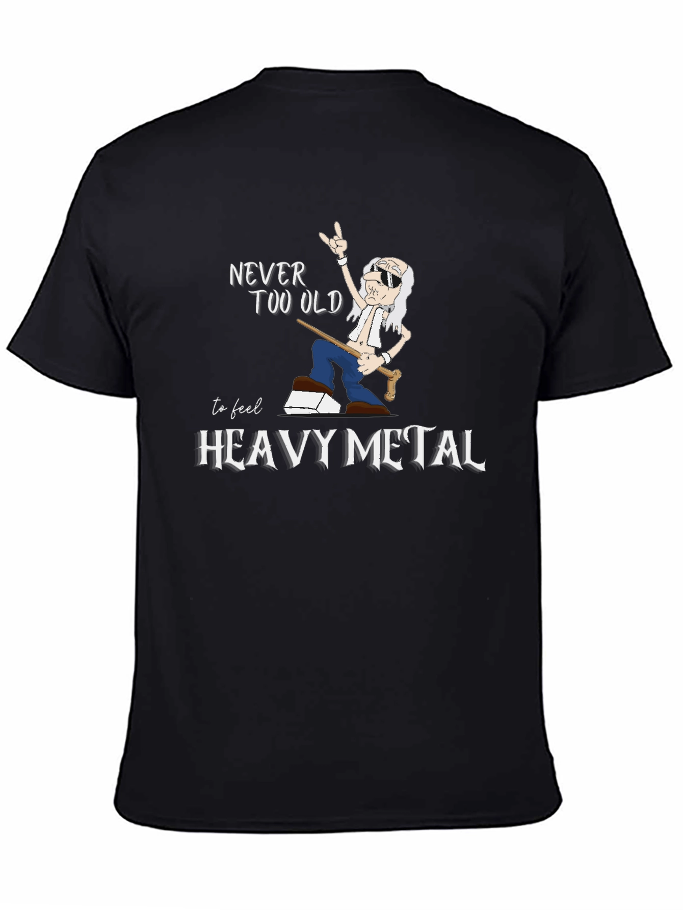 Black Never Too Old Heavy Metal Graphic T-Shirt view 4