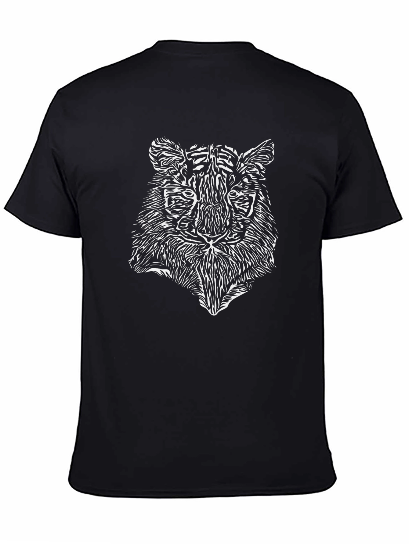 Black Abstract Tiger Graphic Men's Black Tee view 4