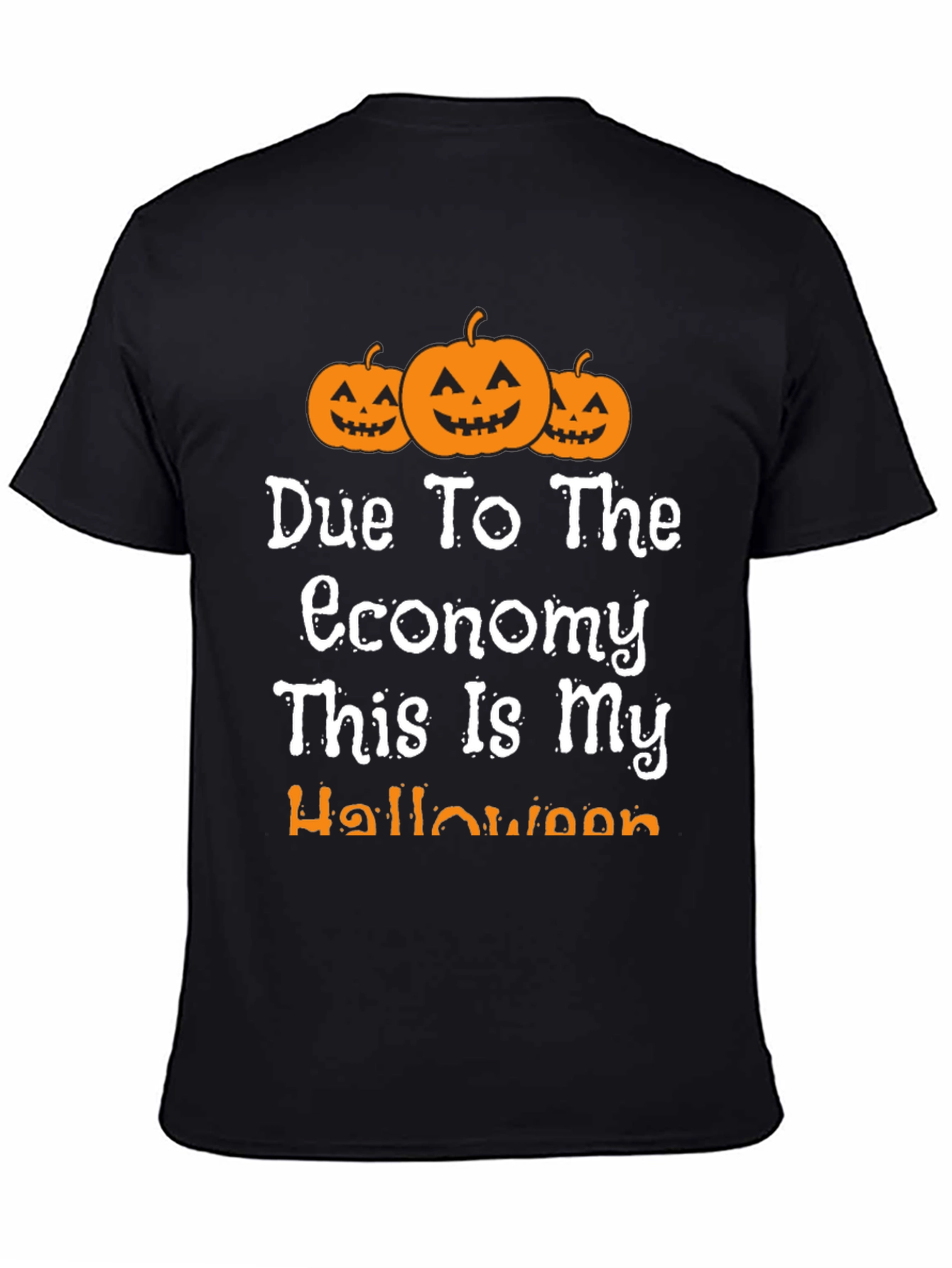 Black Funny Halloween Economy Pumpkin T-Shirt view 4