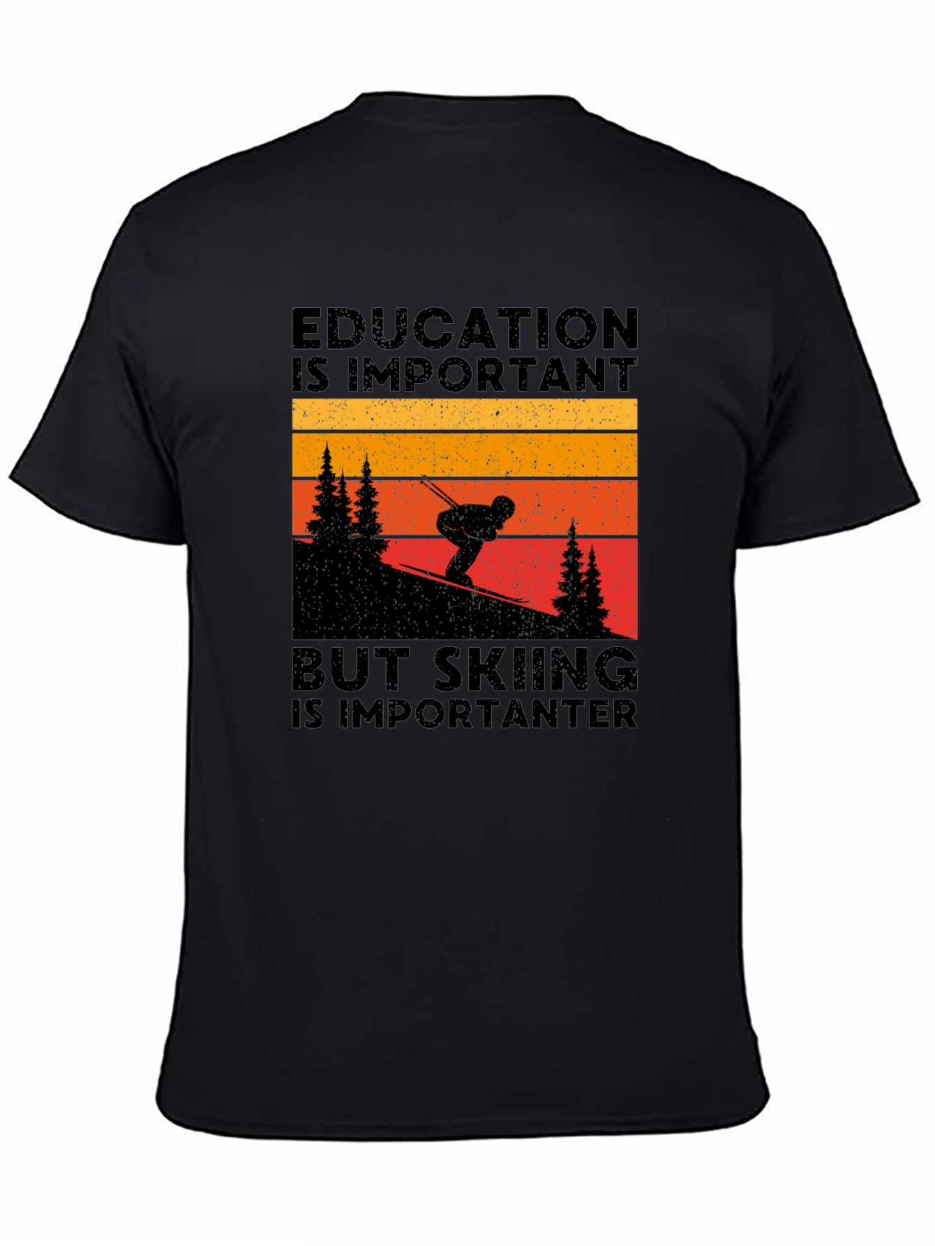 Black Skiing is Importanter Graphic Tee view 4
