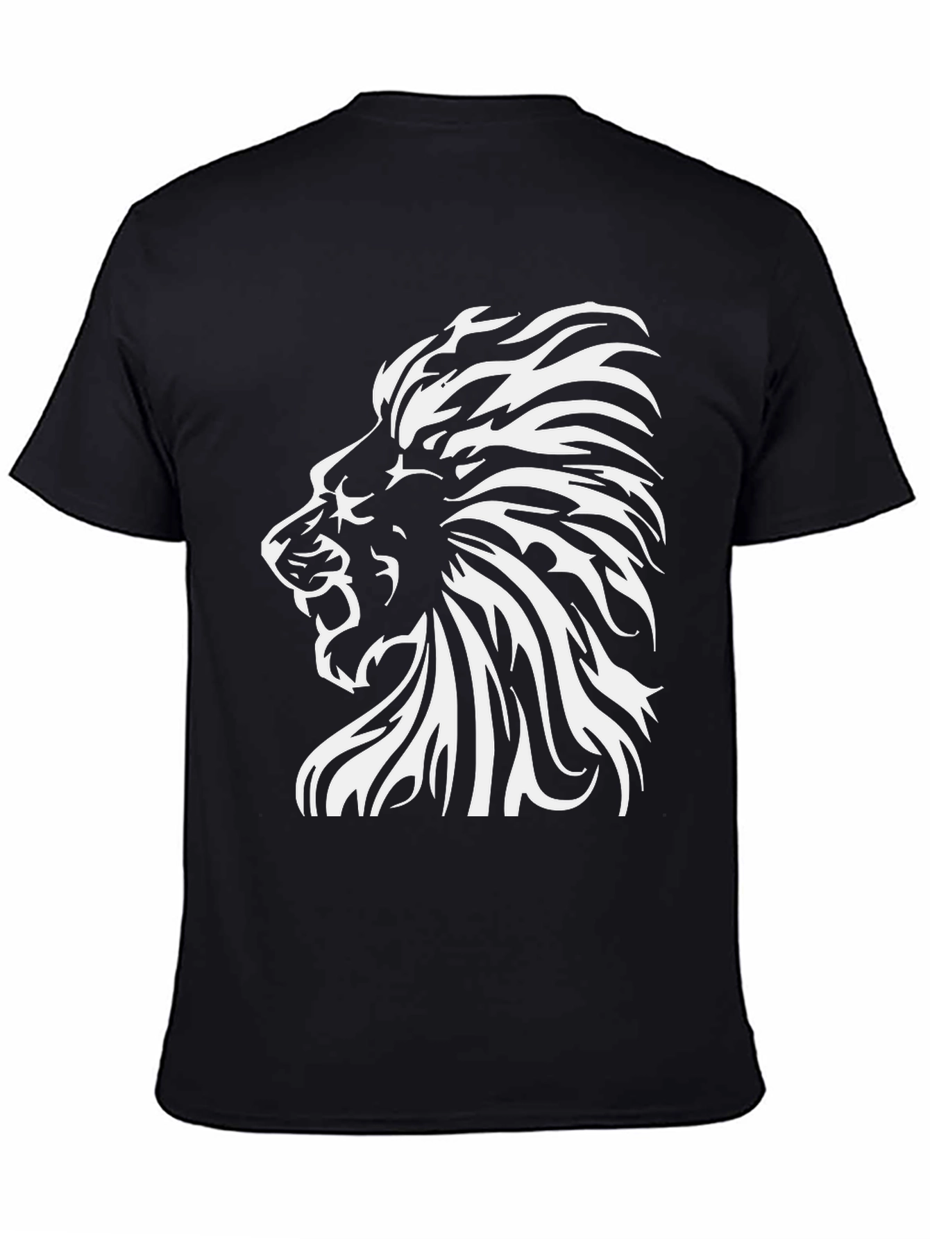 Black Lion Graphic Print T-Shirt - Bold Black Tee view 4