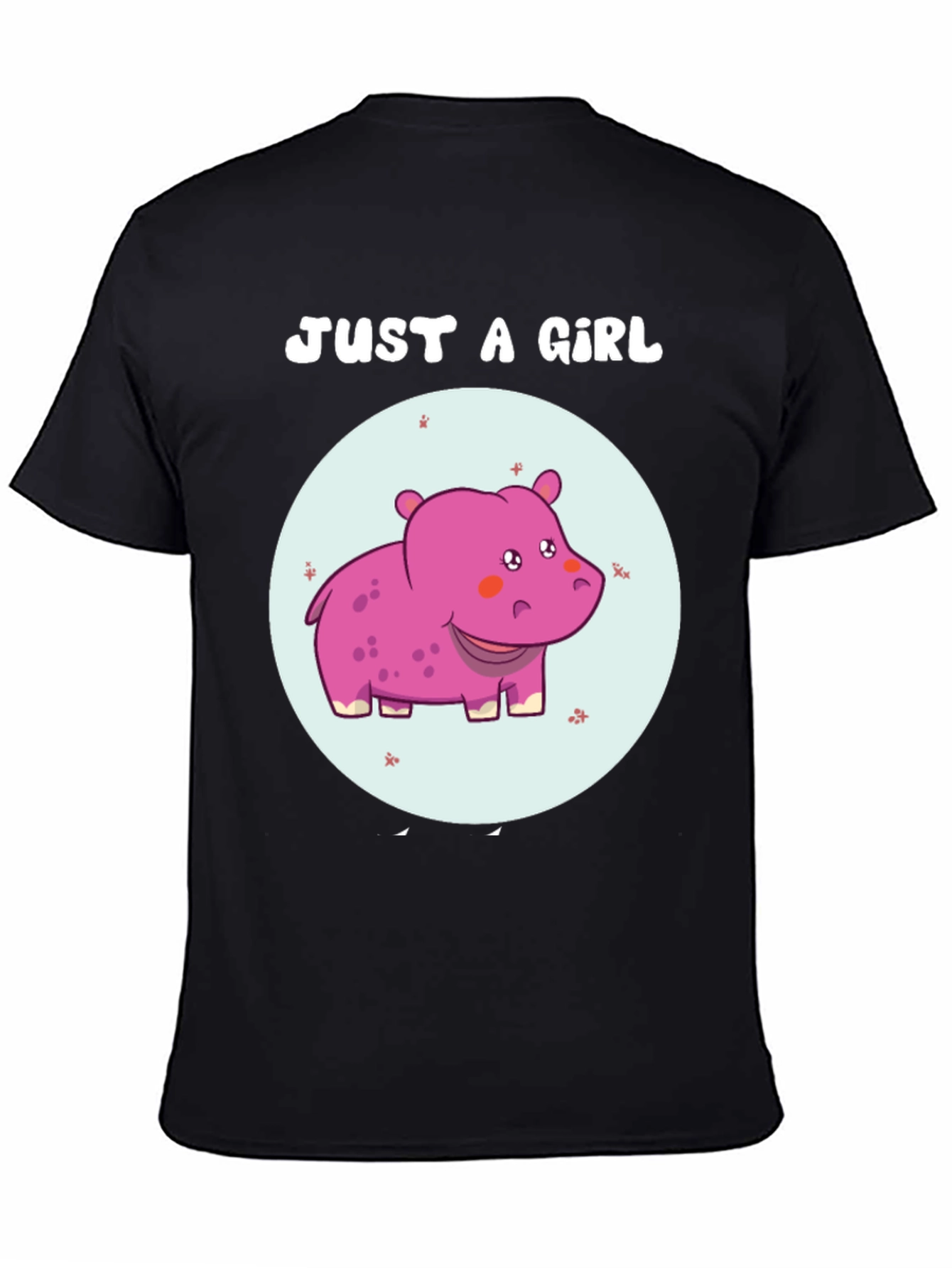 Black Just A Girl Hippo T-Shirt Cute Animal Graphic Tee view 4