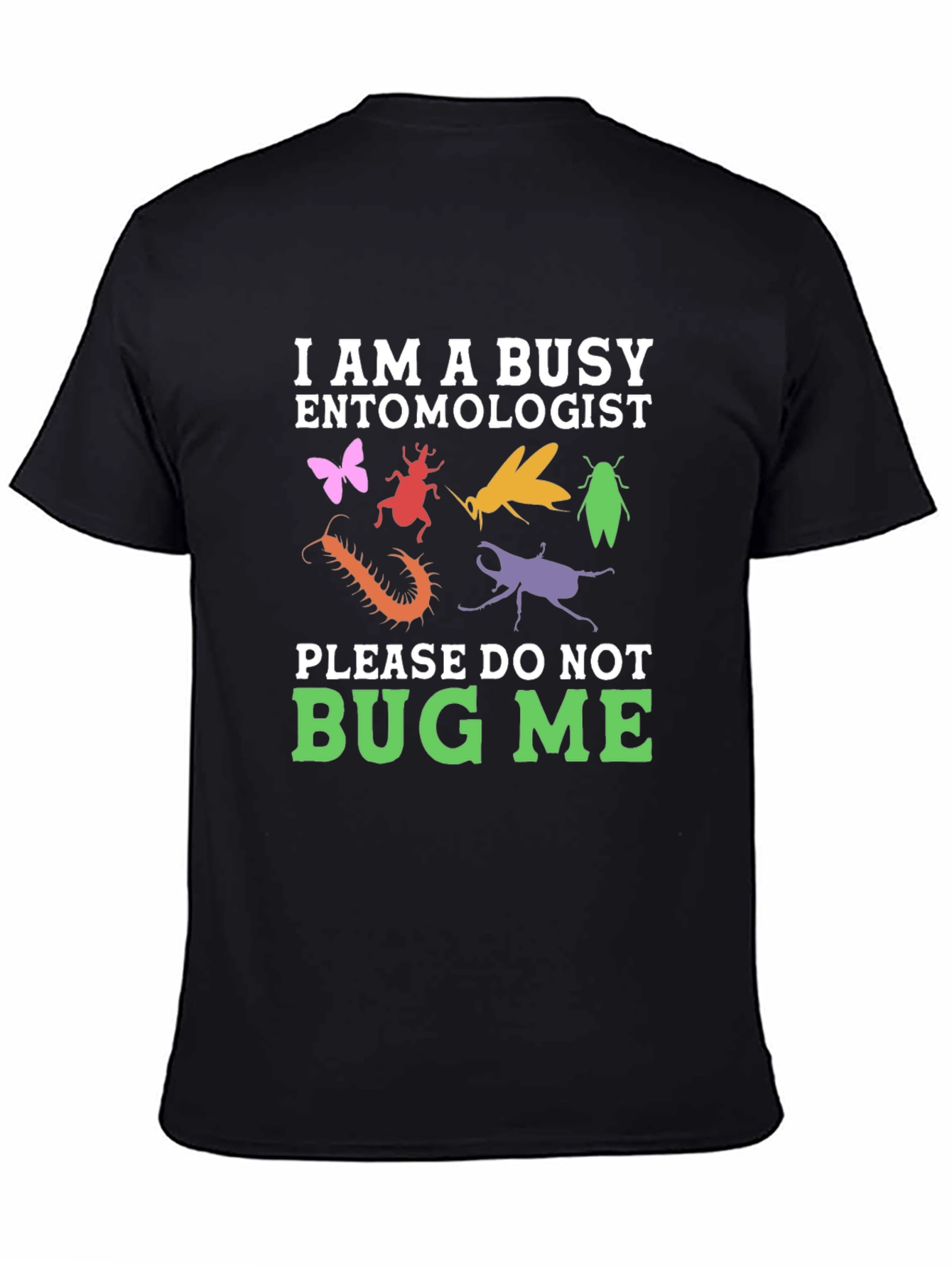 Black Busy Entomologist Graphic T-Shirt view 4