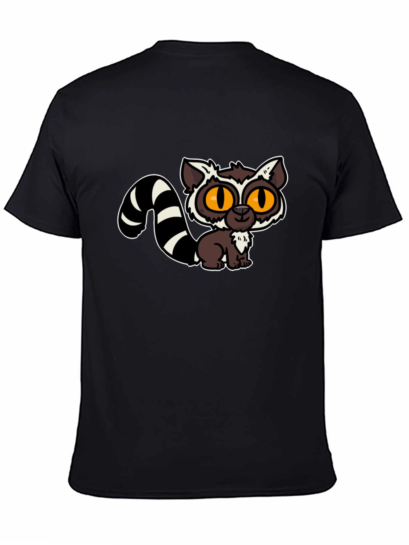 Black Cute Lemur Cartoon Graphic Tee view 4