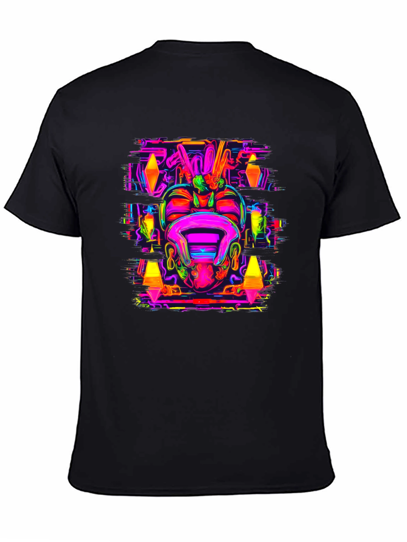 Black Psychedelic Neon Graphic Tee view 4