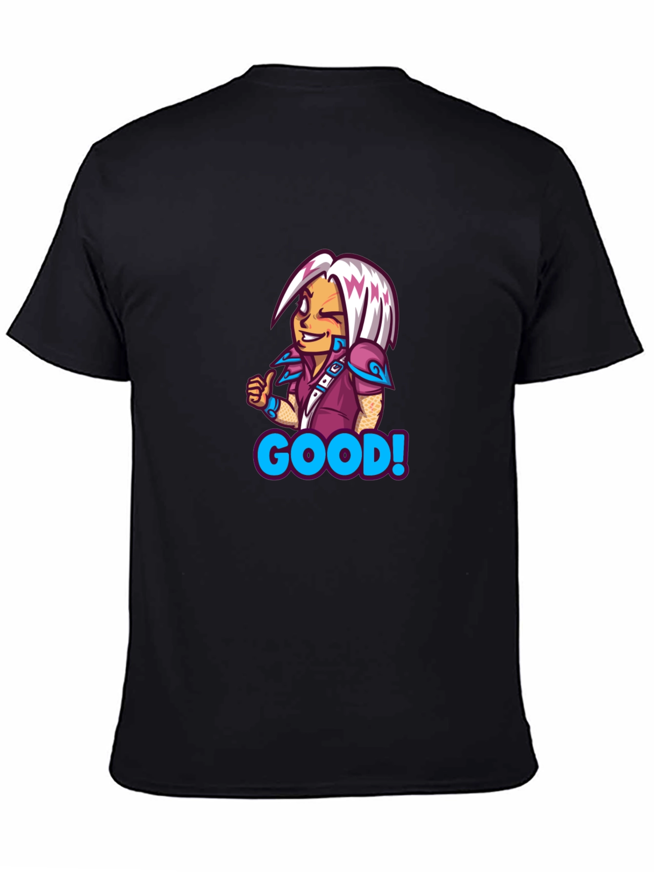 Black Cartoon Character "Good" T-Shirt view 4