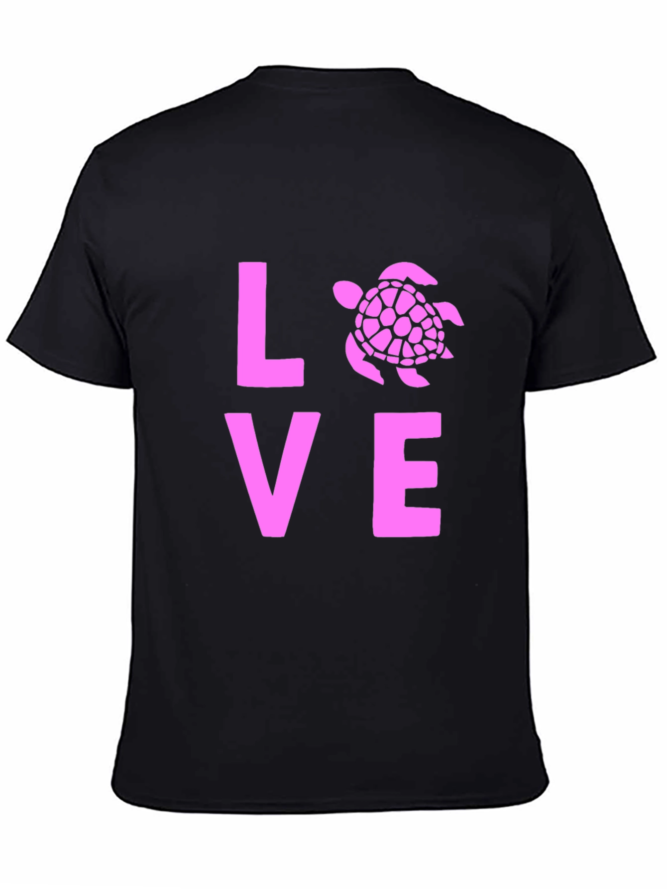 Black Love Turtle Graphic Tee - Black Cotton T-Shirt view 4