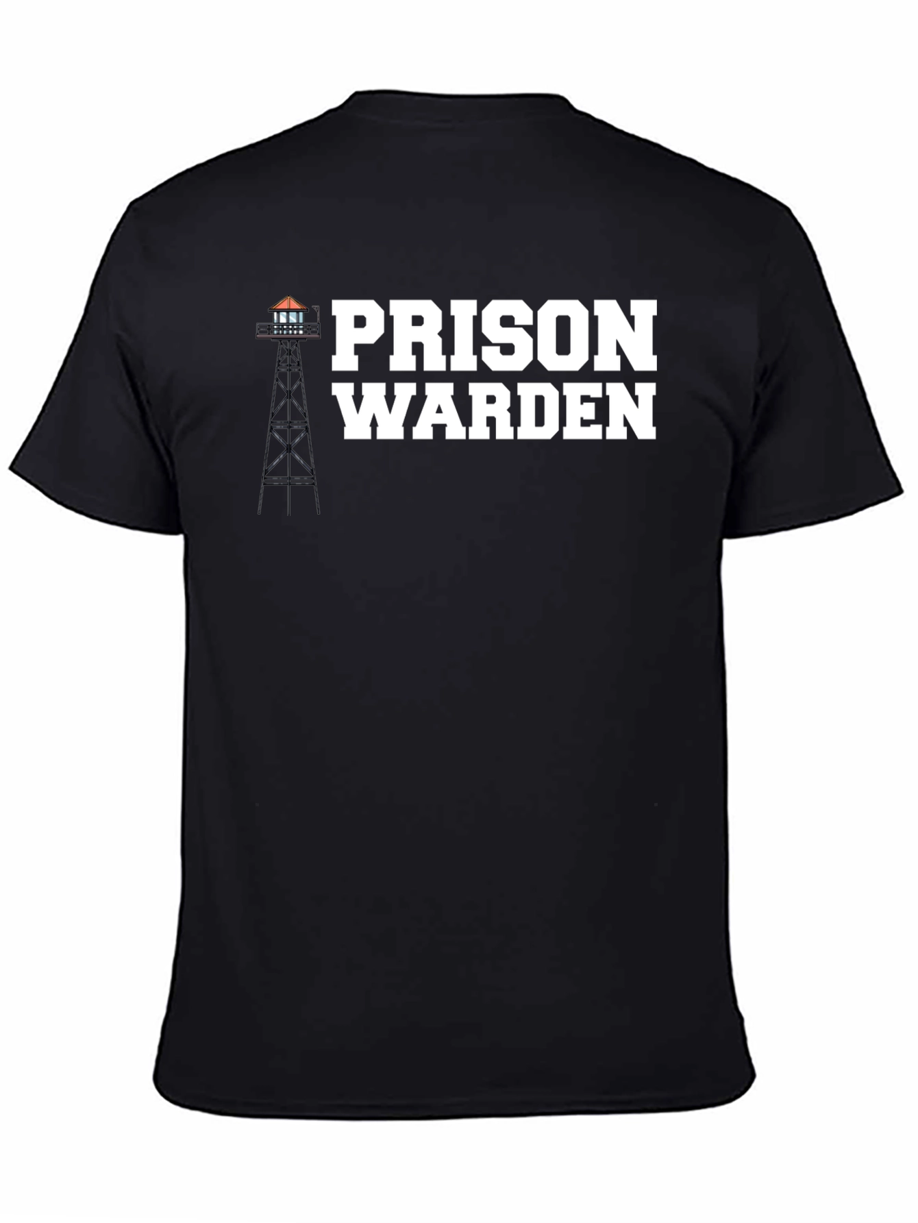 Black Prison Warden Graphic Tee - Classic Black T-Shirt view 4
