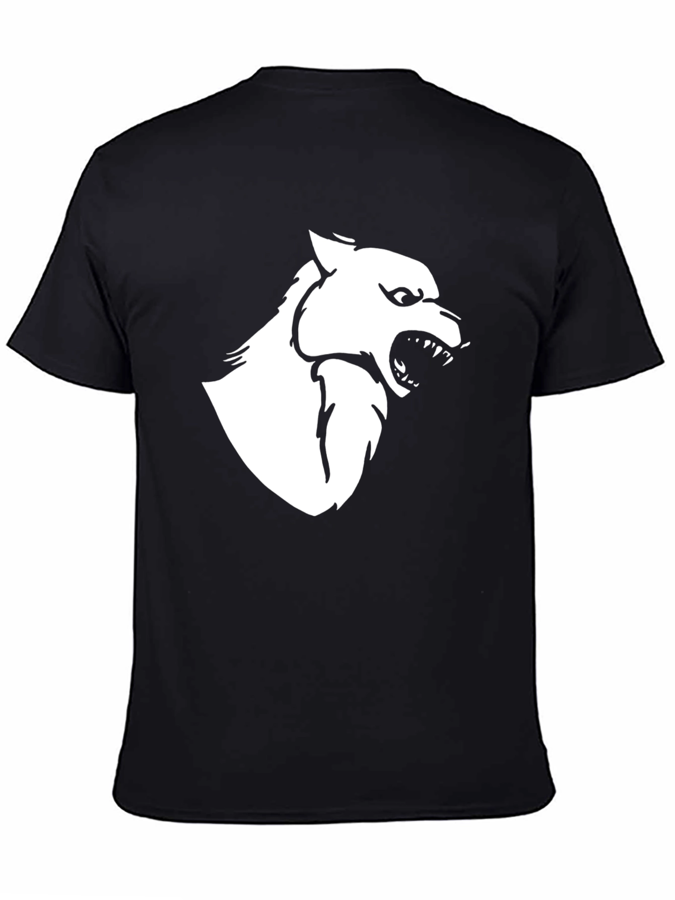 Black Black T-Shirt with White Wolf Graphic view 4