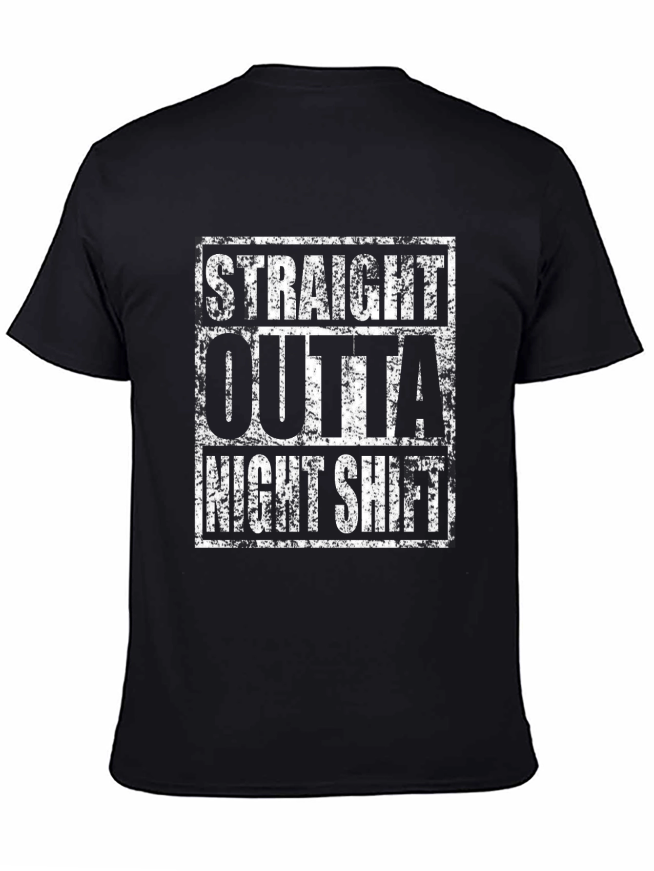 Black Straight Outta Night Shift Graphic T-Shirt view 4