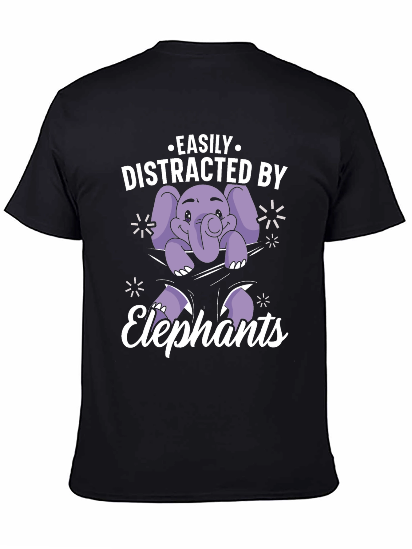 Black Easily Distracted By Elephants Graphic Tee view 4