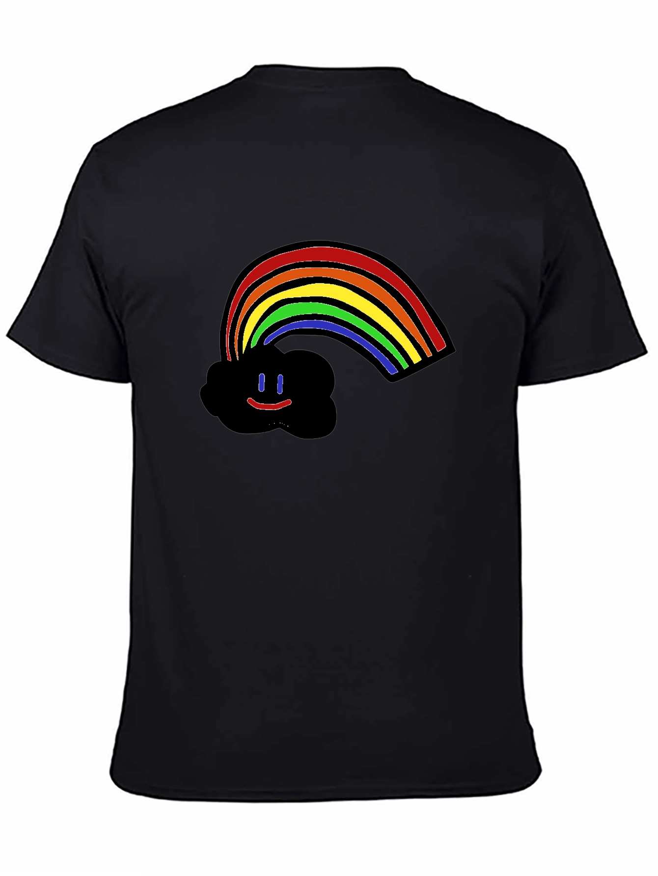 Black Rainbow Cloud Graphic Print T-Shirt - Black view 4