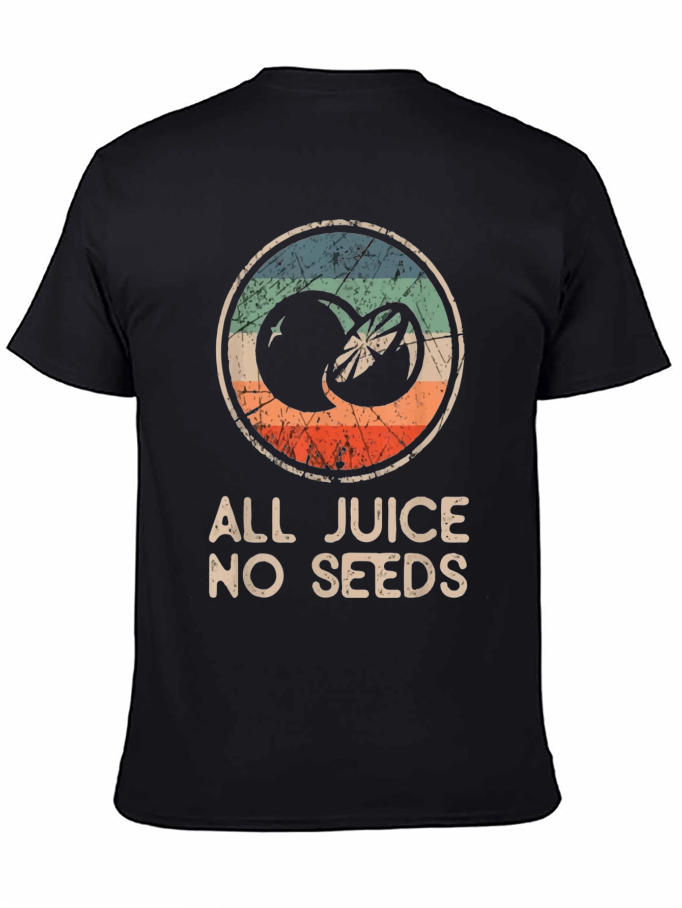 Black All Juice No Seeds T-Shirt - Funny Fruit Graphic Tee view 4