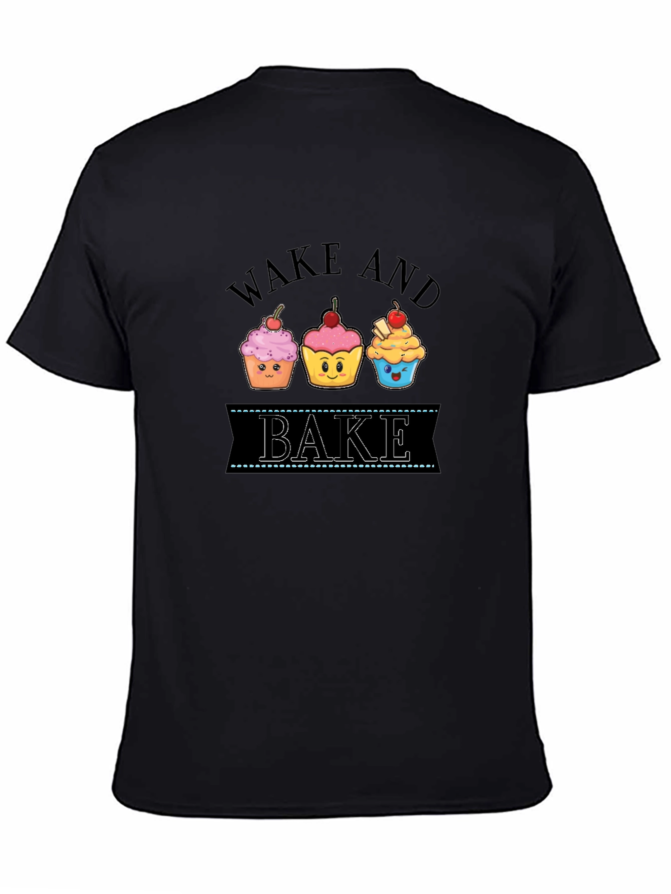 Black Wake and Bake Cupcake Graphic T-Shirt view 4