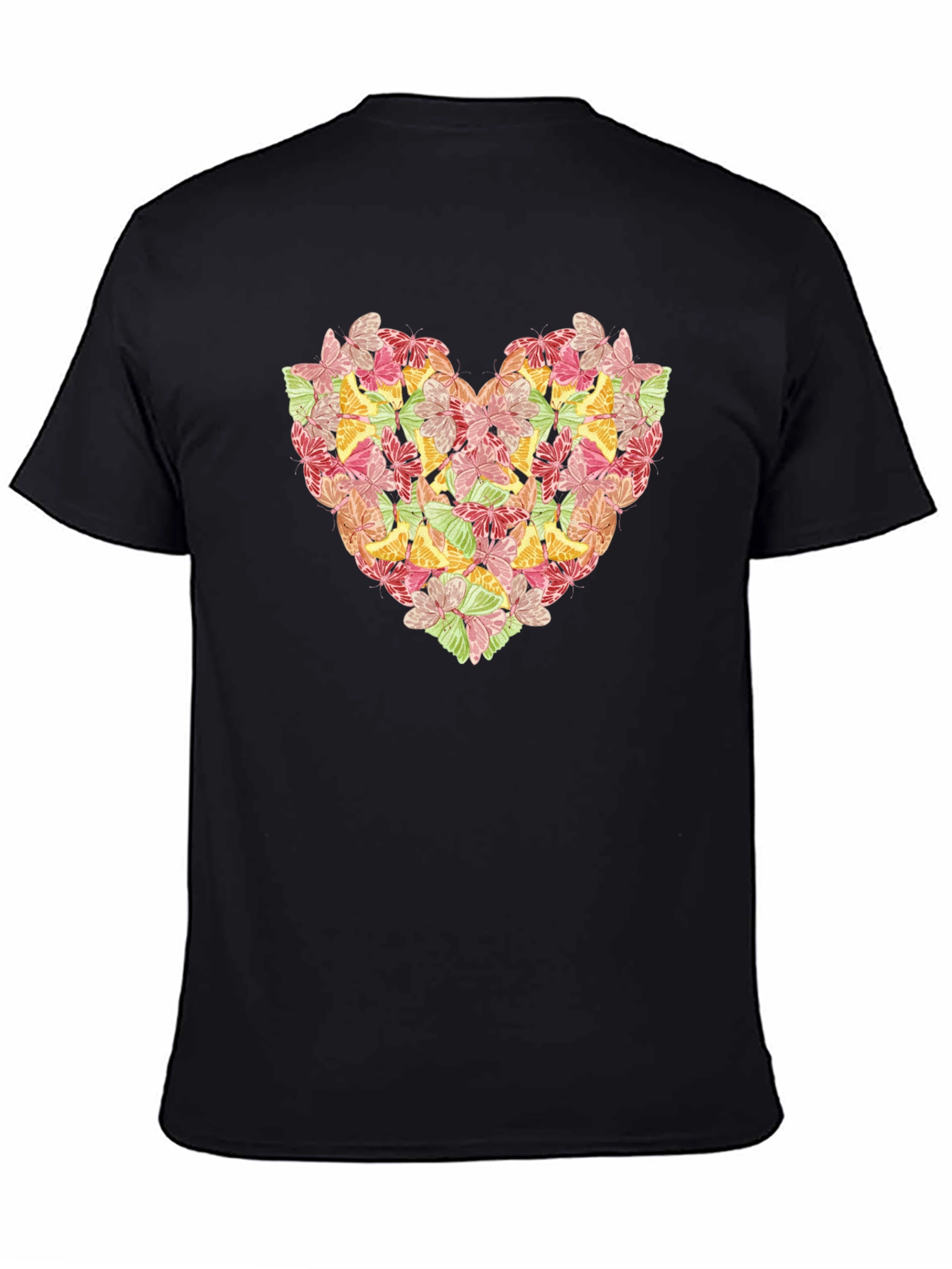 Black Butterfly Heart Graphic Black T-Shirt view 4